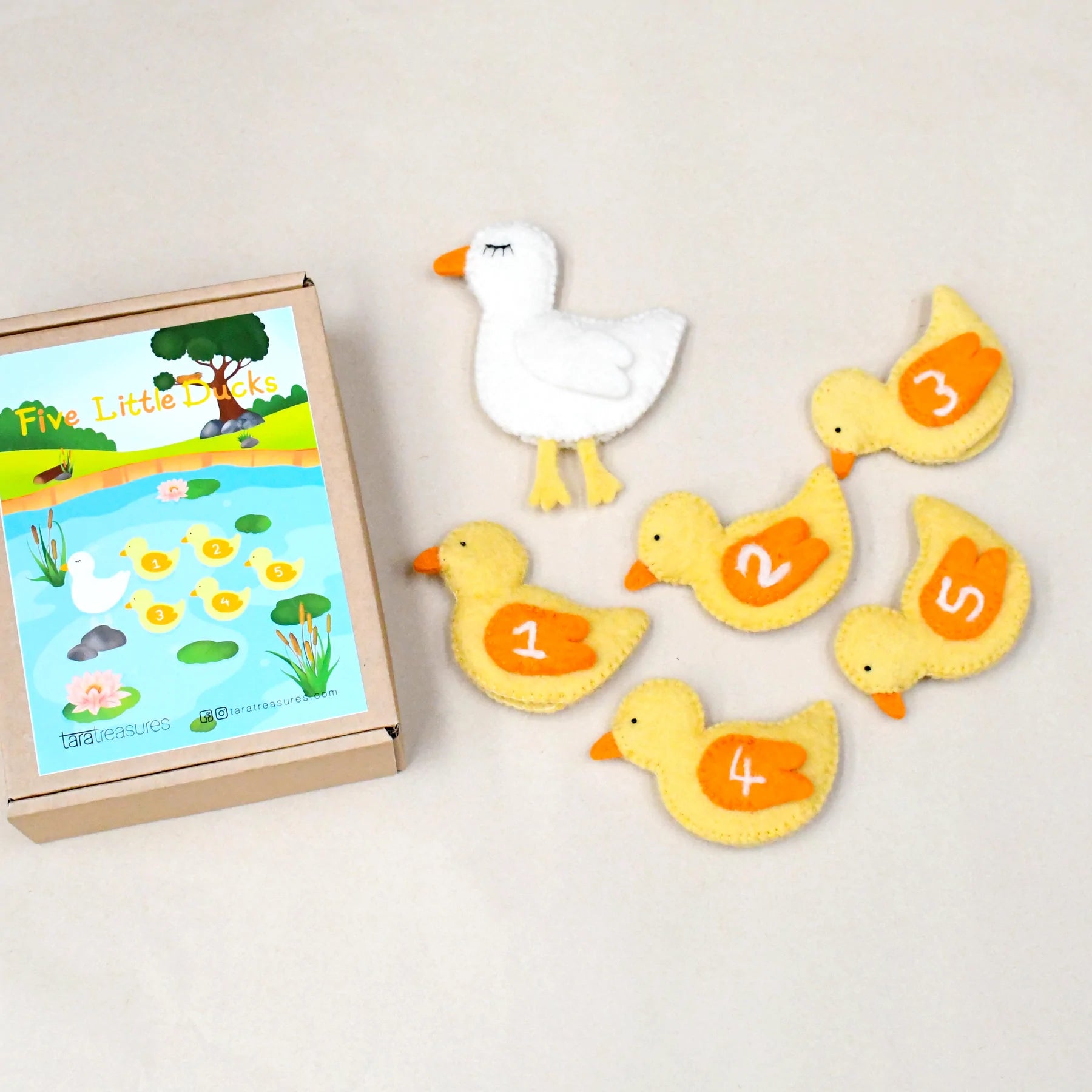 Five Little Ducks Felt Finger Puppet Set - Interactive Storytelling Toy for Kids | Perfect for Preschool Learning, Nursery Rhymes & Toddler Playtime