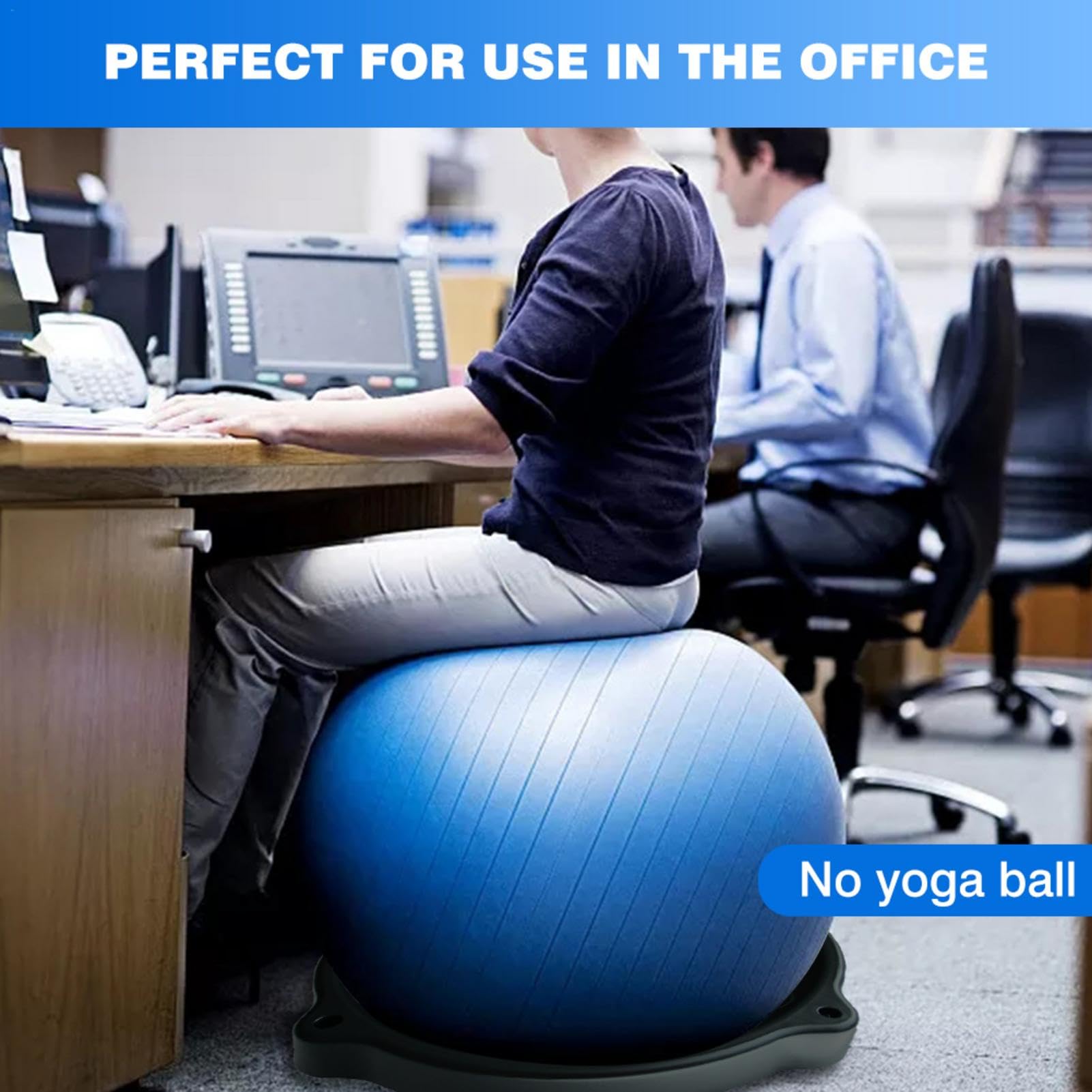 Non-Slip 1/2 Exercise Ball Base - Stability Support for Yoga & Balance Balls | Office Chair Workout Accessory for Home Gym, Yoga Studio & Office Fitness