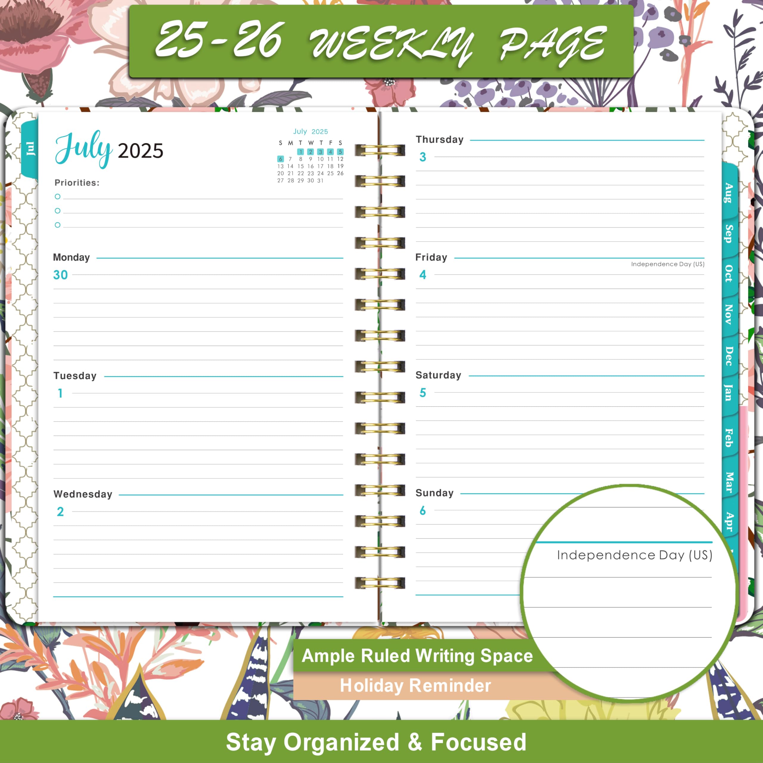 2025-2026 Academic Planner - Weekly & Monthly Planner from July 2025 to June 2026, 6.4