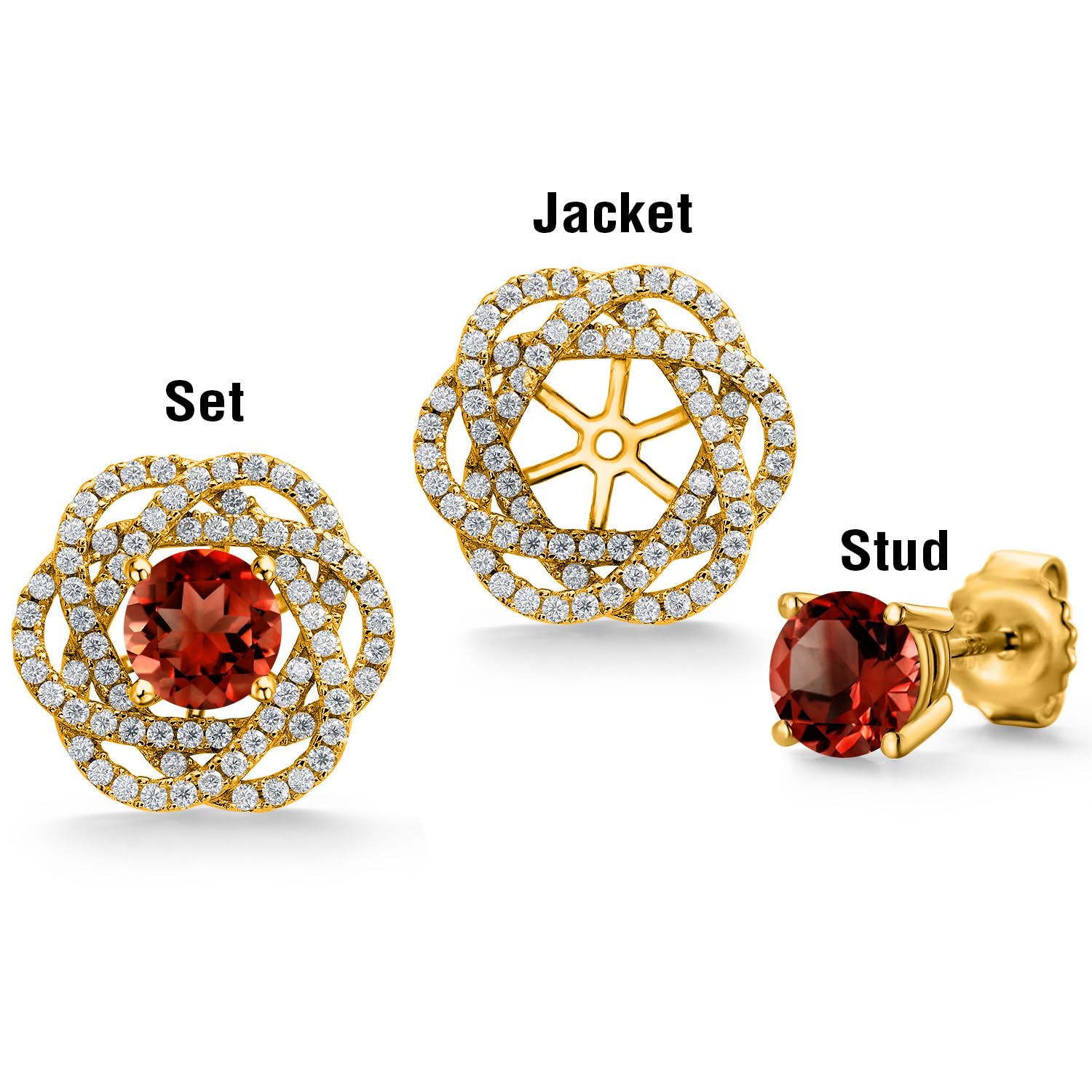 18K Yellow Gold Plated Silver Round 6MM Gemstone Birthstone Stud Earrings with White Moissanite - Women's Elegant Jewelry for Gifts, Anniversaries & Special Occasions