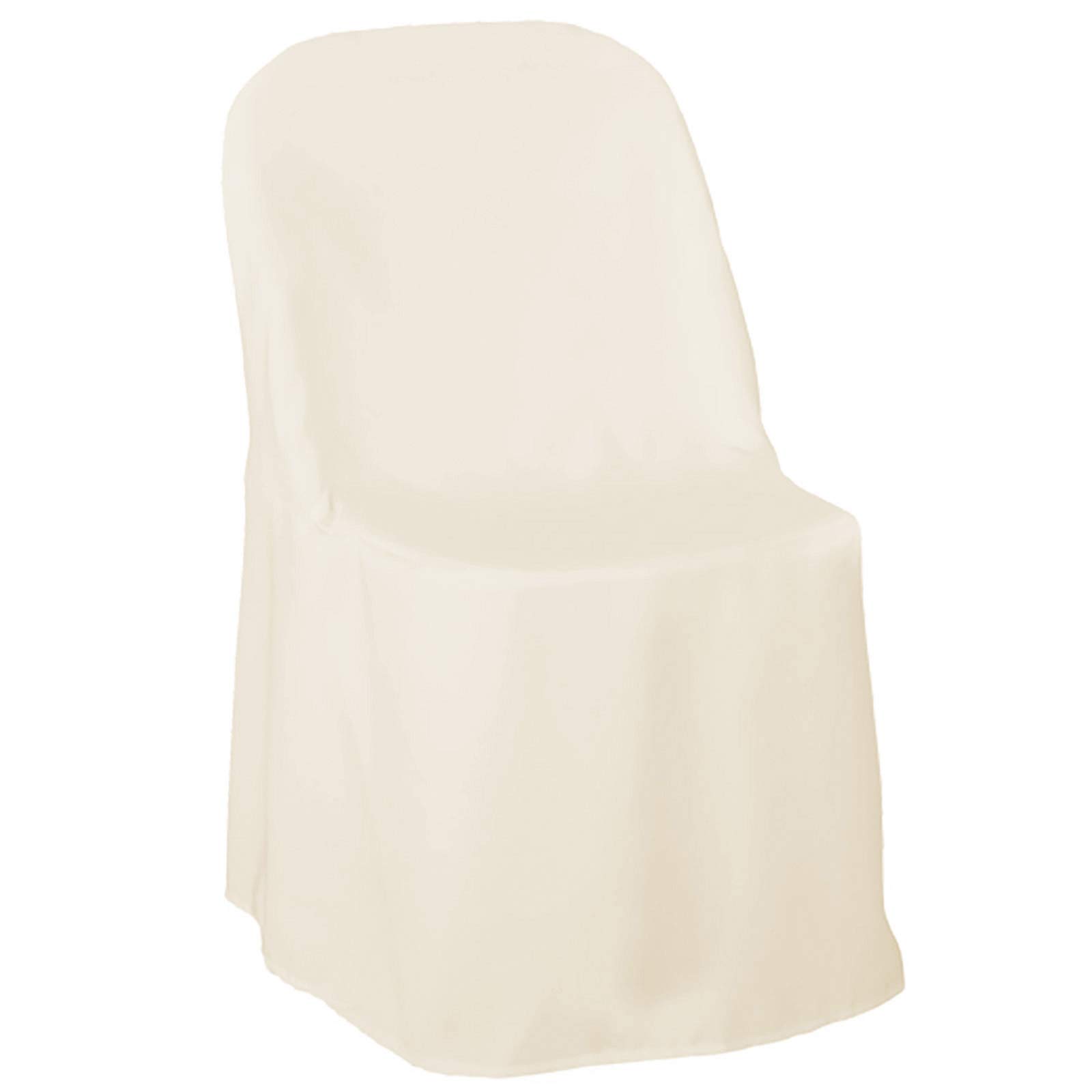 Lann's Linens 100-Piece Ivory Polyester Chair Covers for Weddings, Parties & Banquets - Elegant Folding Chair Slipcovers - Perfect for Formal Events, Bridal Showers & Home Decor