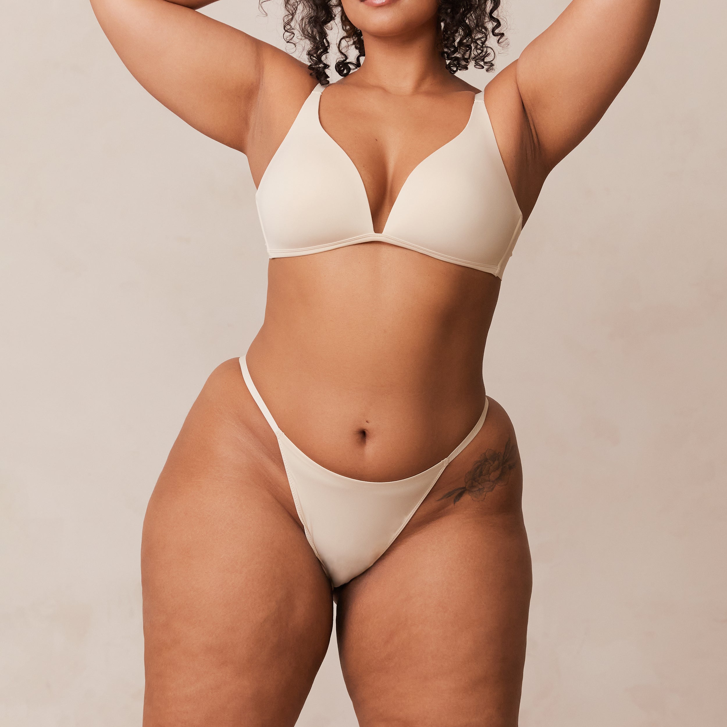 Light Non-Wired Plunge T-Shirt Bra in Latte - Comfortable Seamless Support for Everyday Wear & Layering Under Clothes