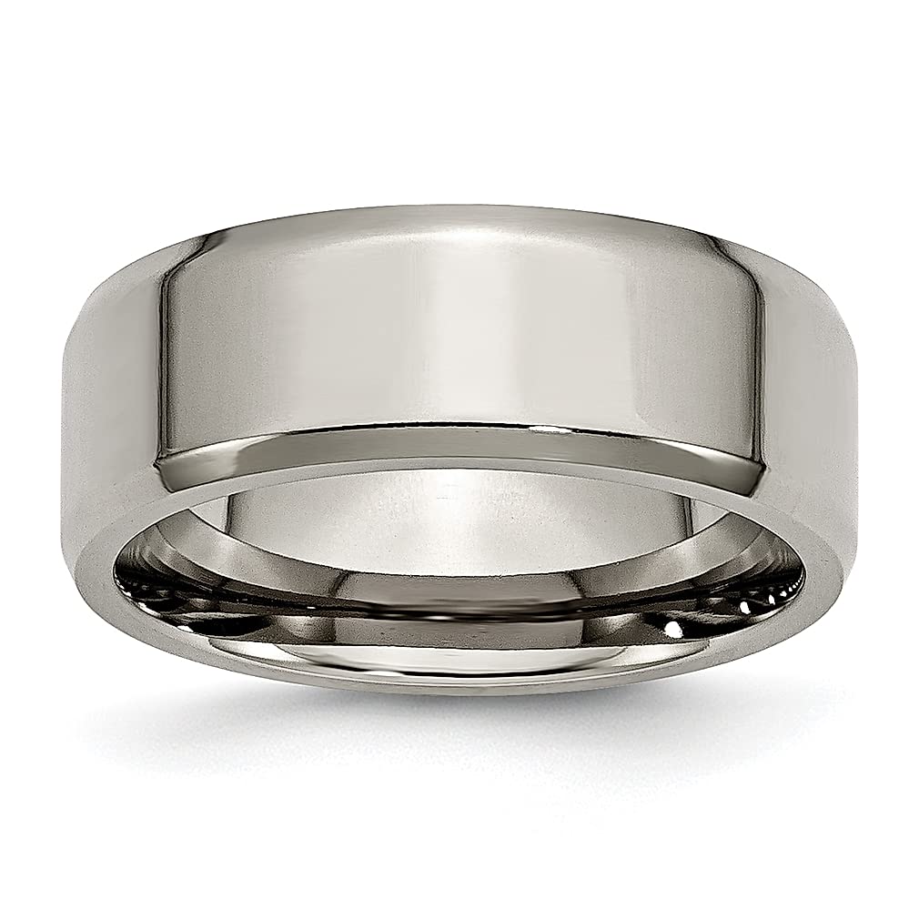 ICE CARATS Titanium 8mm Beveled Edge Wedding Ring Band - Classic Flat Edge Fashion Jewelry for Women - Anniversary, Engagement & Wedding Gift for Her - Perfect for Everyday Wear & Special Occasions