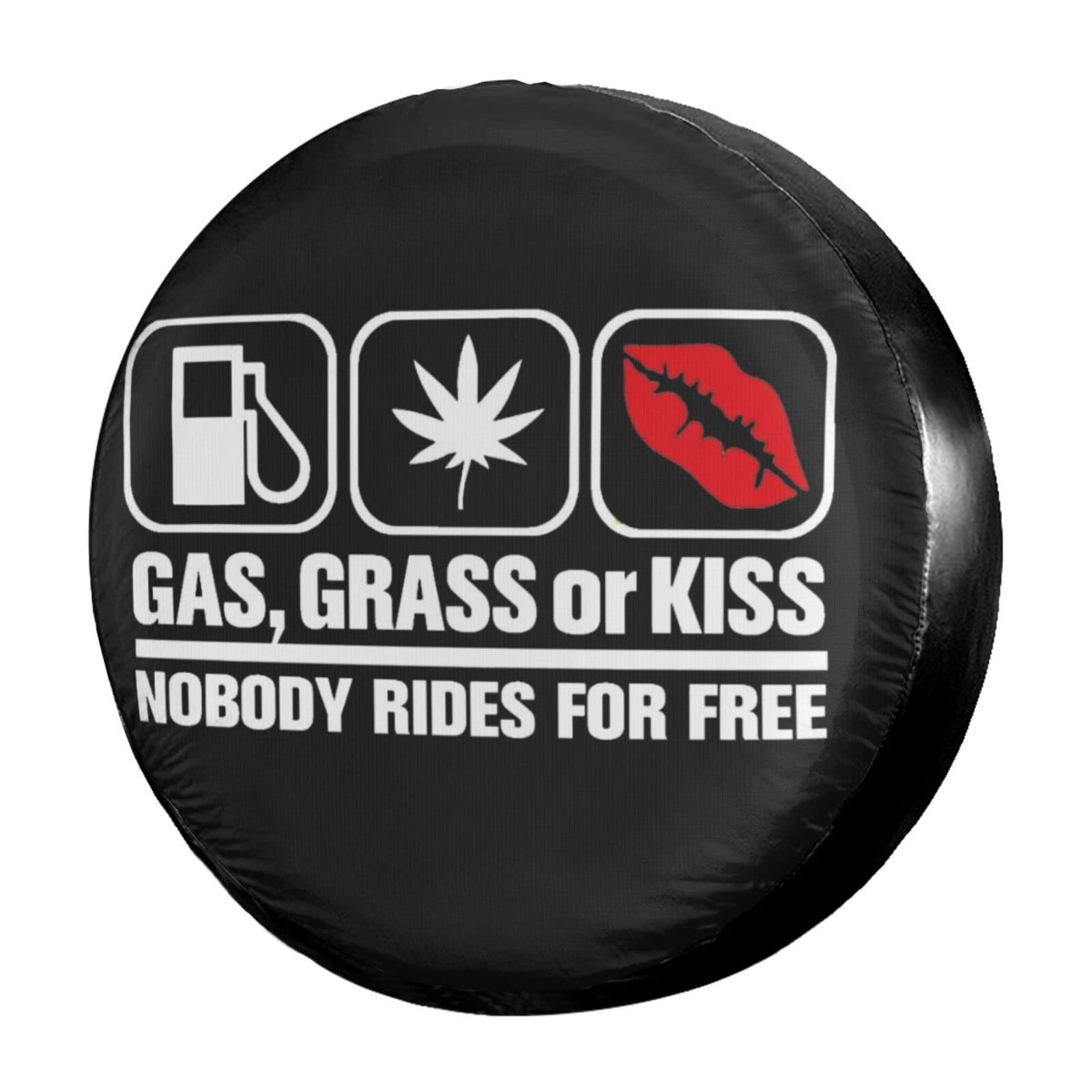 17 Inch Spare Tire Cover - Dust-Proof Wheel Protector for Trailers, RVs & SUVs | Gas Grass or Ass Nobody Rides for Free Design | Perfect for Road Trips, Camping & Off-Road Adventures