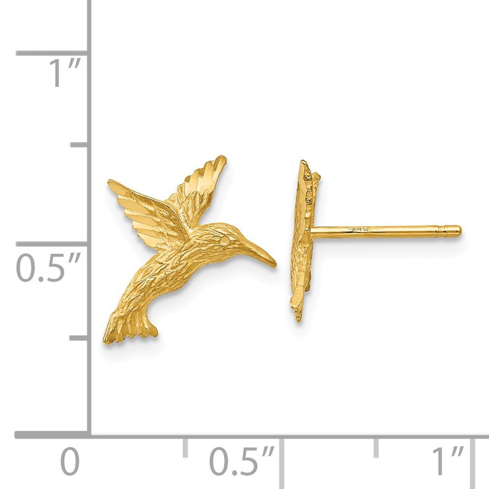 14K Yellow Gold Hummingbird Stud Earrings - Dainty Bird Jewelry for Women - Perfect Gift for Birthday, Anniversary & Everyday Wear