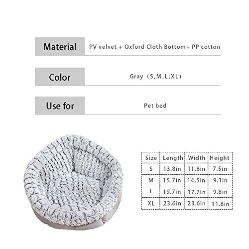 **La La Pet Luxury Plush Donut Pet Bed for Cats & Small Dogs – Self-Warming Calming Cuddler Bed for Improved Sleep – Soft Grey Small Size – Perfect for Cozy Naps & Stress Relief**