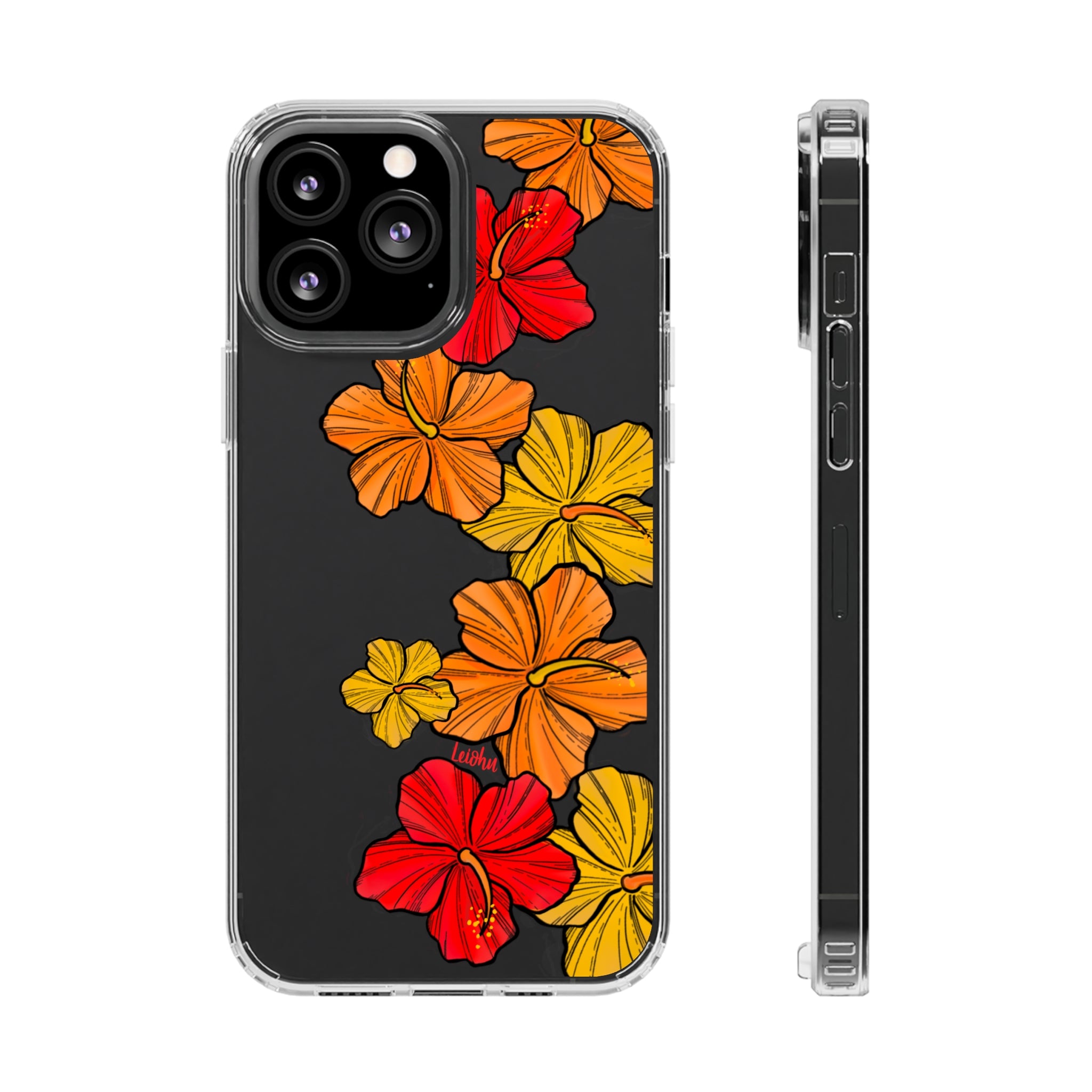 Hibiscus Retro Clear Phone Case - Durable Protective Cover for iPhone & Samsung - Floral Design for Stylish Protection | Perfect for Everyday Use, Travel & Gifting