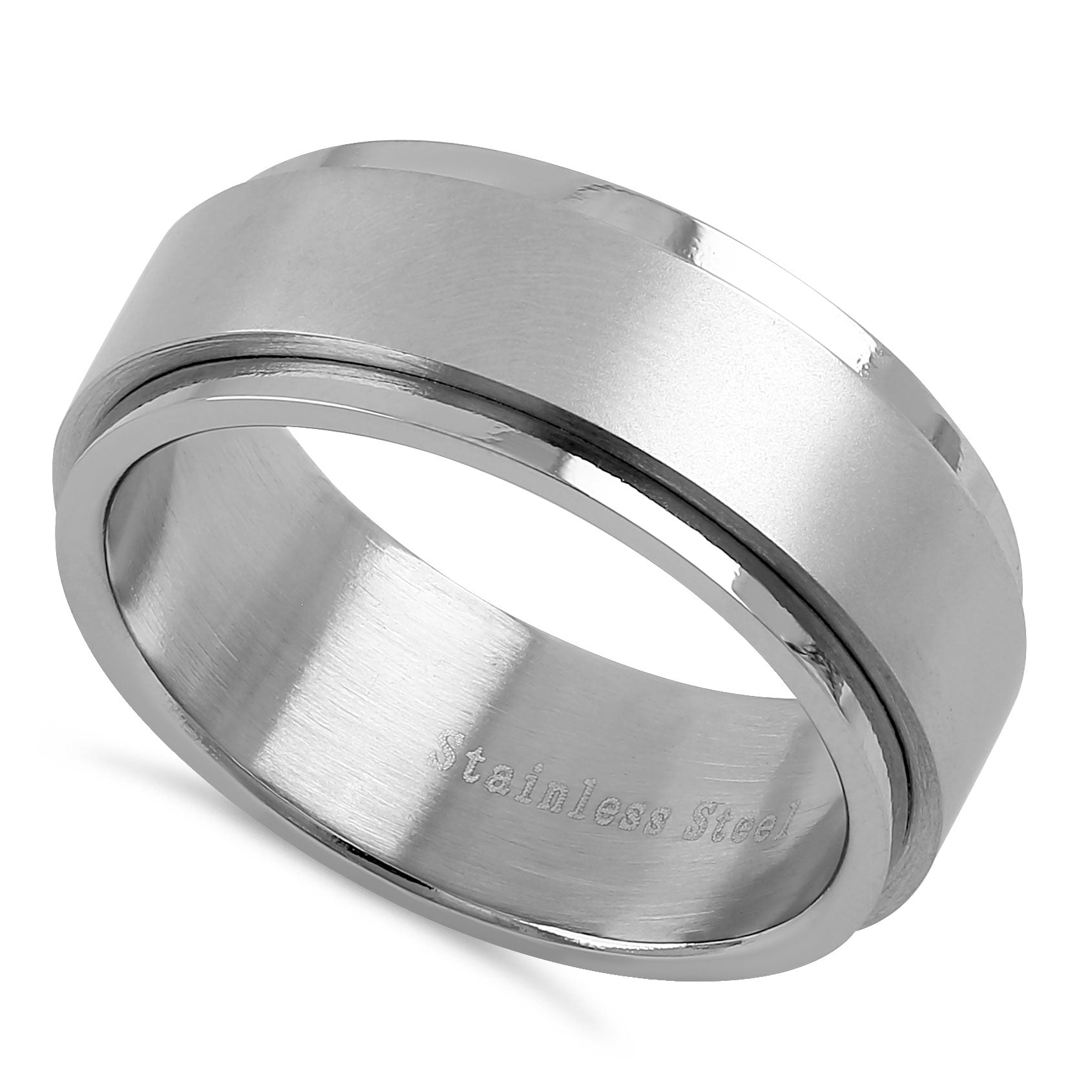 8mm Stainless Steel Spinner Band Ring for Men & Women - Stress Relief Fidget Jewelry for Anxiety, Focus & Relaxation - Perfect for ADHD, Autism & Everyday Wear
