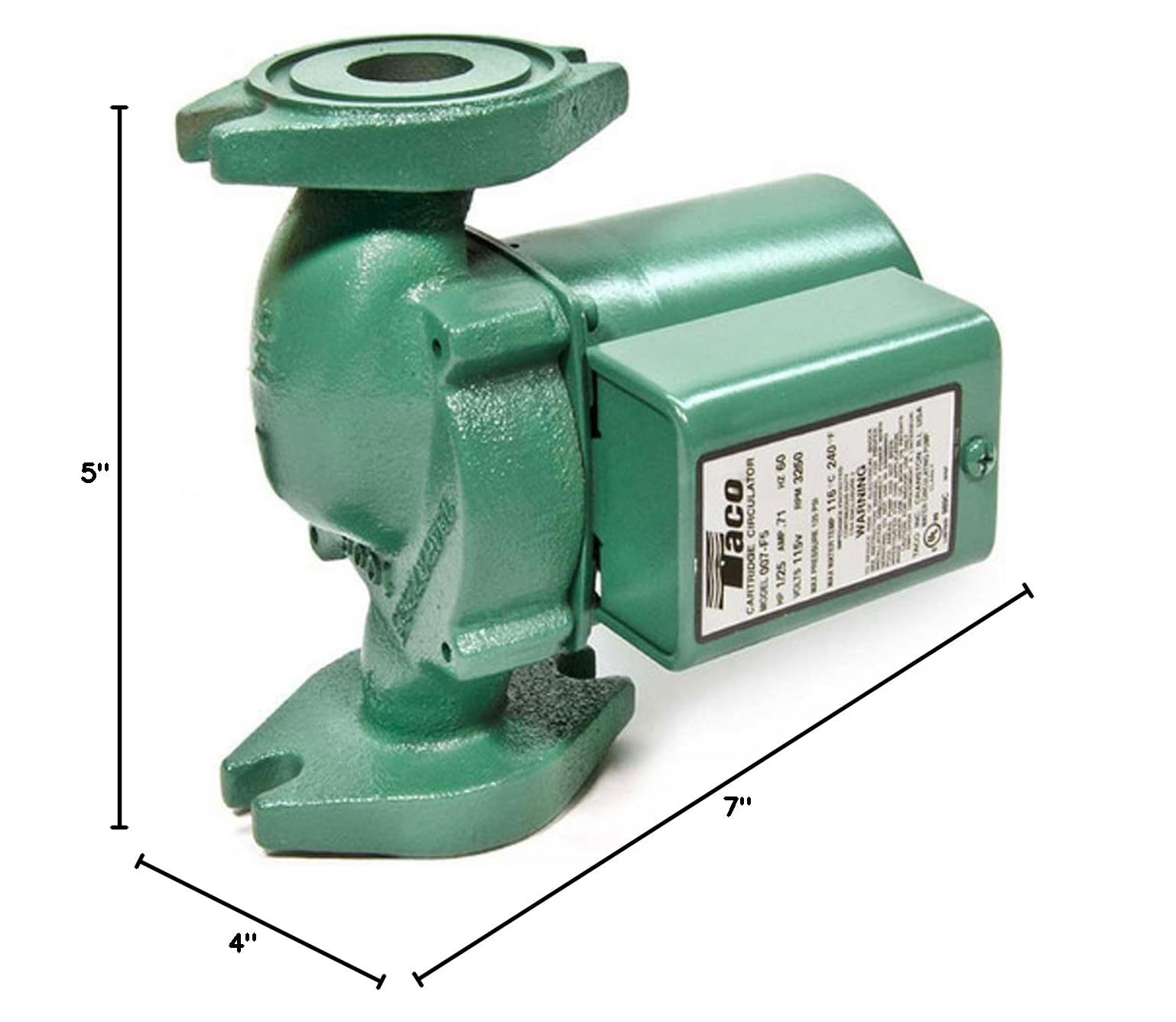 Taco 007-F5-7IFC Cast Iron Circulator Pump with Built-in Flow Check Valve - Perfect for Hydronic Heating Systems and Hot Water Recirculation