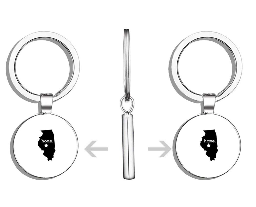 Premium Double Sided Stainless Steel Keychain - Durable Key Ring Holder with Car Key Finder | Perfect for Home, Office & Travel Organization (Illinois Inspired Design)