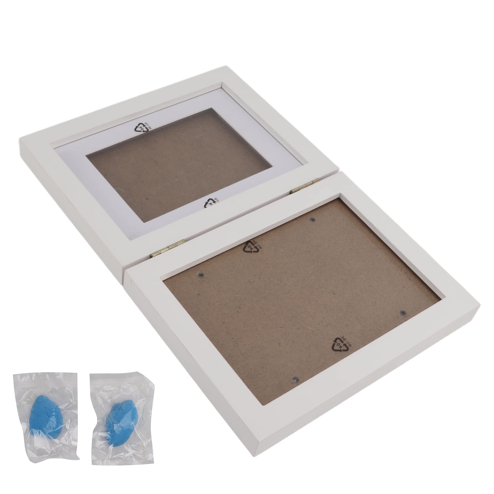 Pet Clay Mold Picture Frame - Snap Fixed Paw Print Photo Frame for Cats & Dogs (White Frame + Blue Clay) - Perfect for Pet Memorials, DIY Gifts, and Home Decor