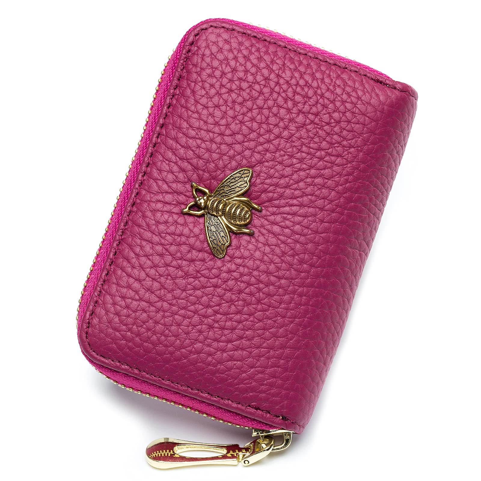 imeetu RFID Blocking Leather Credit Card Holder - Slim Zipper Wallet for Women | Secure Travel & Everyday Use