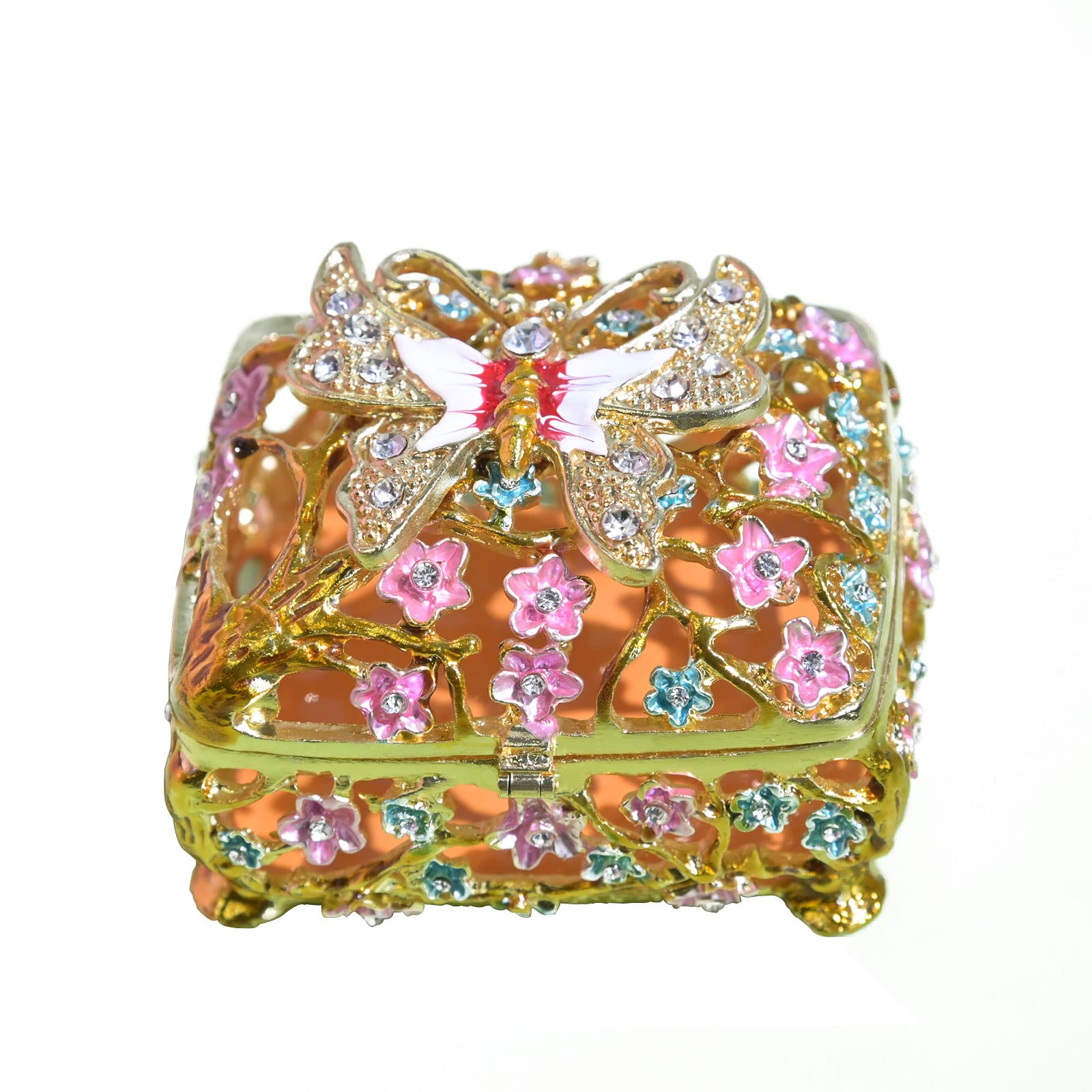 Vintage Metal Jewelry Box for Women - Butterfly Design Gift for Girls