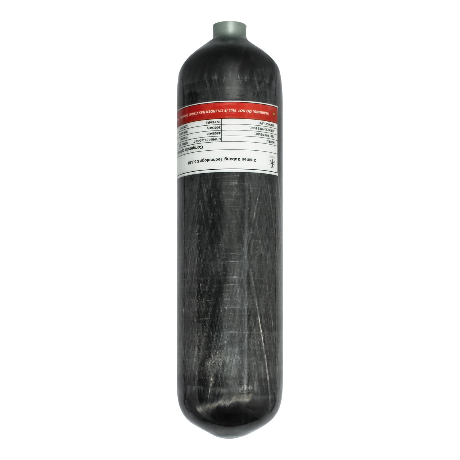 TUXING 4500Psi PCP High Pressure Air Tank - 3L Carbon Fiber Composite Cylinder, CE Approved for Paintball, Diving & Scuba (Empty Bottle, M18x1.5 Thread) - Perfect for Outdoor Sports & Emergency Air Supply