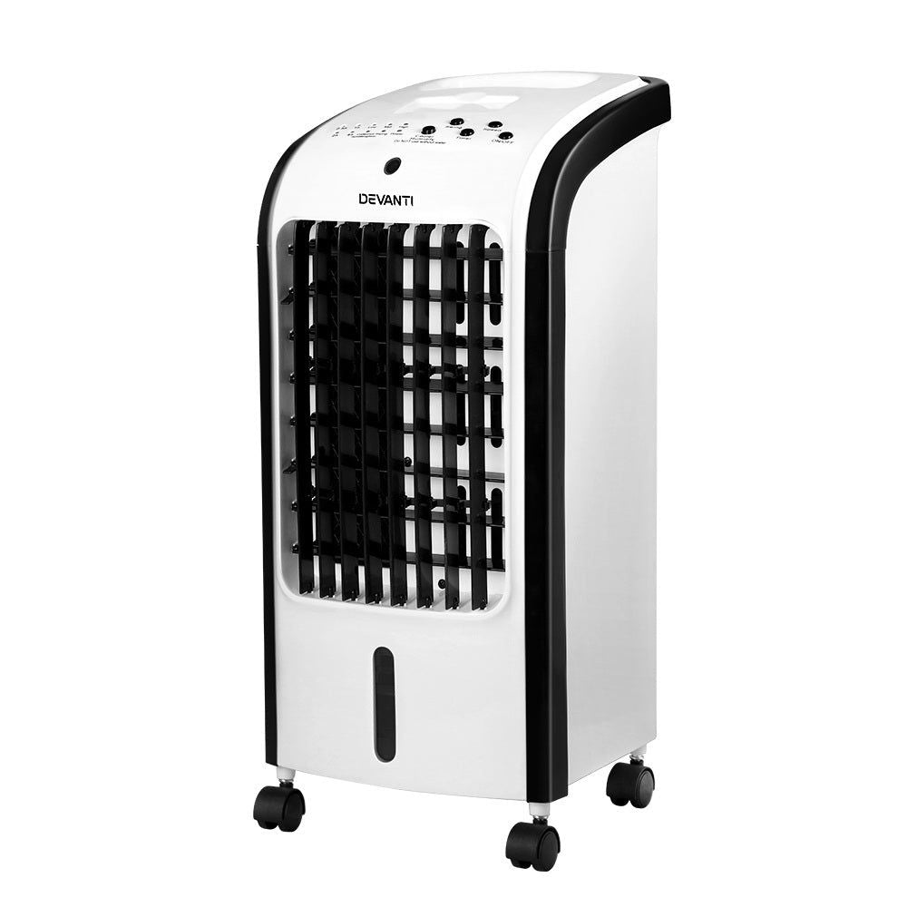 Devanti 4L Portable Evaporative Air Cooler with Humidifier - Personal Cooling Fan for Home, Office & Outdoor Use | Energy Efficient Cooling Solution for Summer