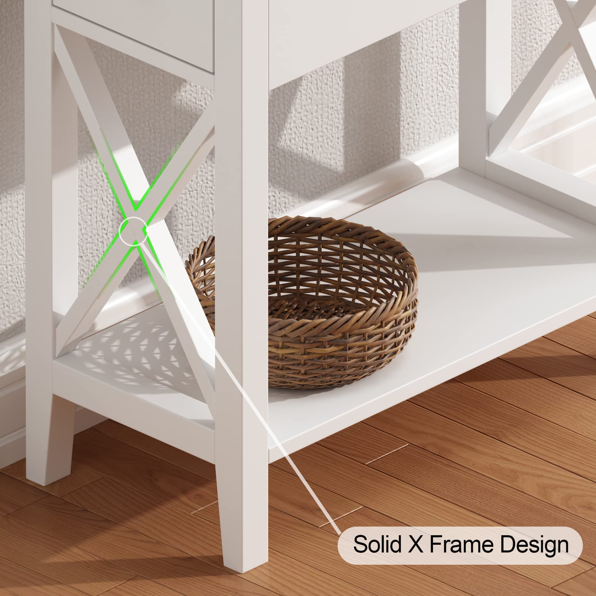 ChooChoo White Flip Top Narrow End Table with Drawer - MDF Material Small Side Table Nightstand for Living Room, Bedroom & Small Spaces - Perfect for Tight Corners, Studio Apartments & Cozy Reading Nooks