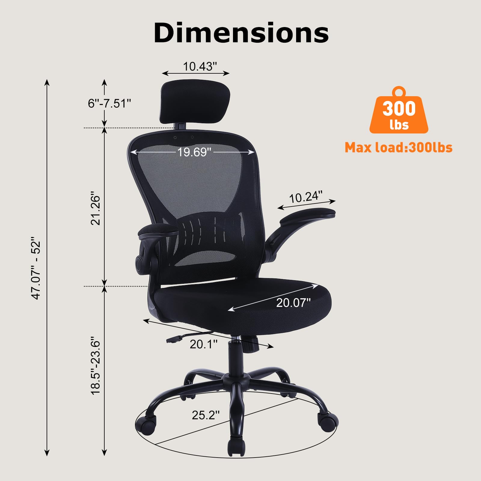 Ralex-Chair Ergonomic Office Chair with Adjustable Headrest & Lumbar Support - Flip-Up Armrests Desk Chair for Home, Office & Conference Room - Perfect for Long Work Hours, Gaming & Video Calls