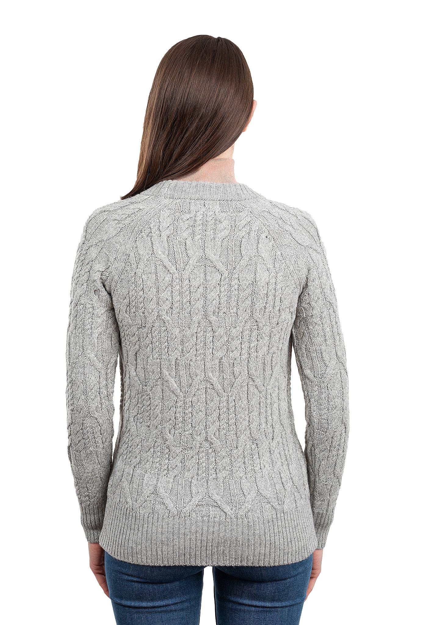 SAOL Women's Irish Sweater - Soft Merino Wool Blend Knit Pullover with Crew Neck | Warm Winter Fashion for Casual Outings & Holiday Gatherings