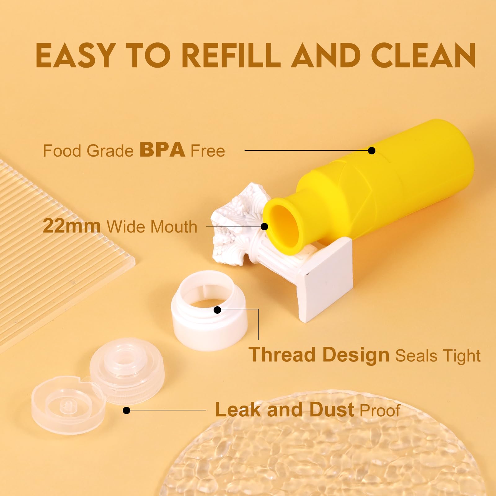 FADVAN 3.3oz TSA Approved Leak Proof Travel Bottles for Toiletries - BPA Free Refillable Squeeze Bottles with Easy Clean Design (Macaron Colors) - Perfect for Air Travel, Gym, Camping & Vacation Essentials
