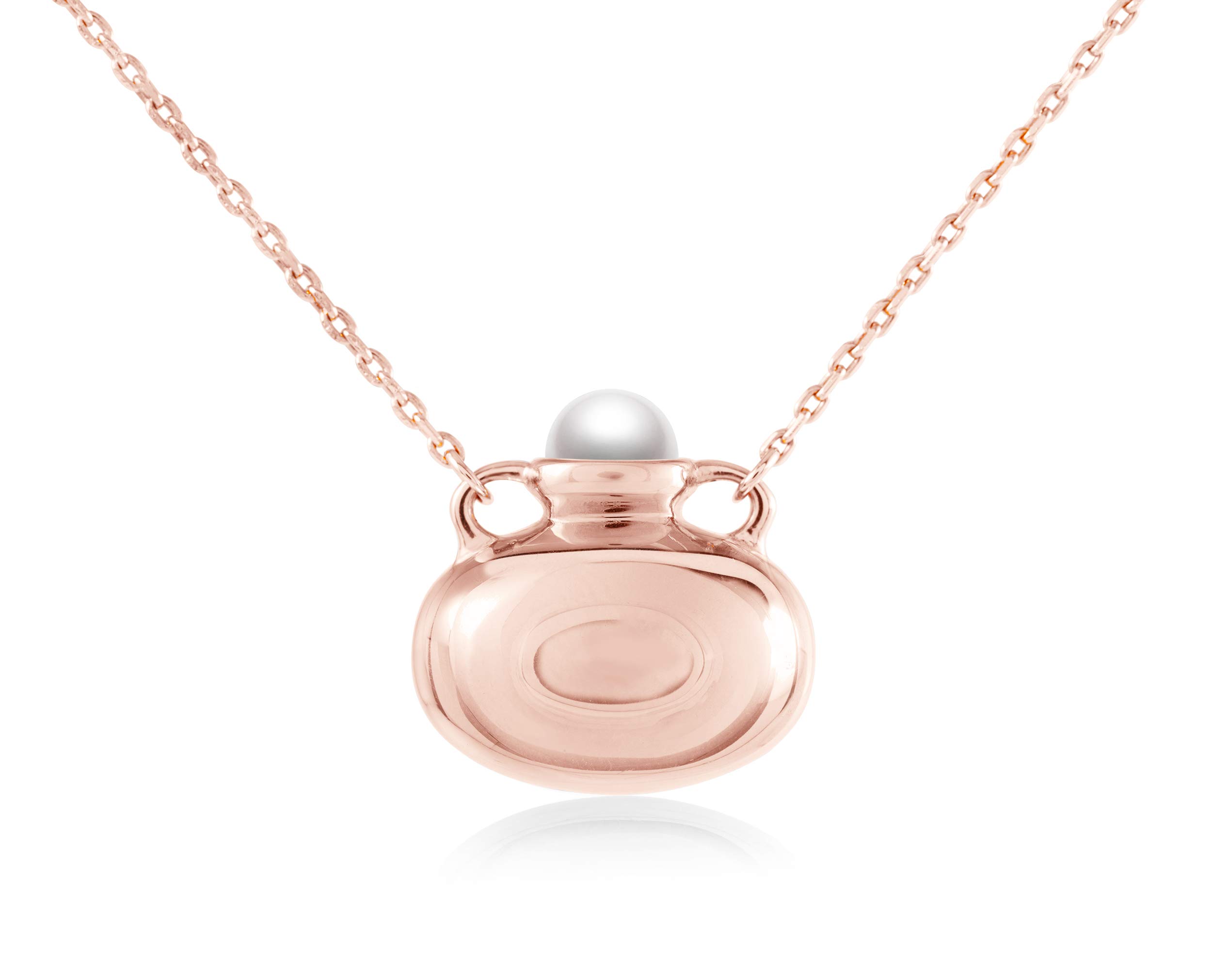 Personalized Engraved Akoya Pearl Necklace - Rose Gold Tone Amphora Vase Pendant Jewelry for Women, Gift for Mom, Bridesmaid, Anniversary | Elegant Necklace for Weddings, Parties & Special Occasions
