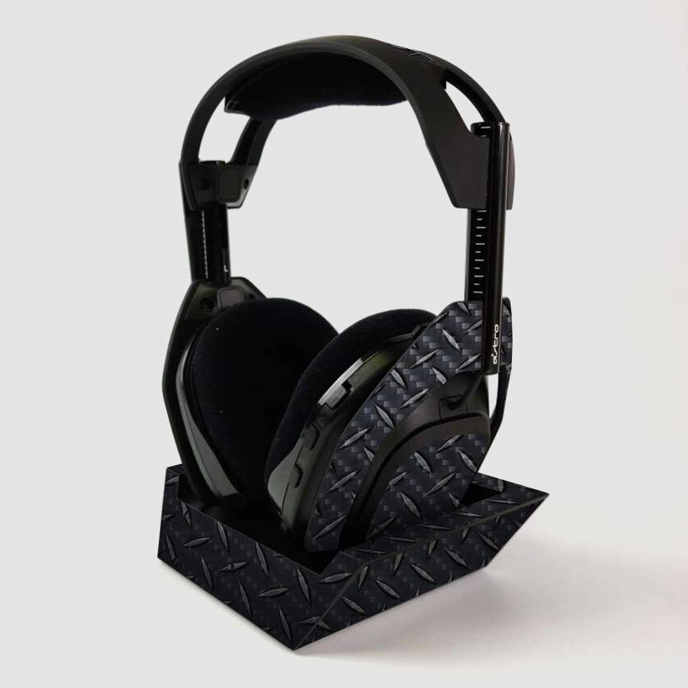 MightySkins Carbon Fiber Skin for ASTRO Gaming A50 Wireless Headphones & Base Station - Black Diamond Plate | Protective Durable Textured Cover | Easy to Apply | Made in USA | Perfect for Gaming, Travel & Headphone Protection