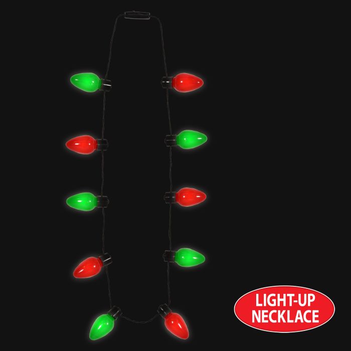 12 Pack Beistle Light Up Christmas Light Bulb Necklaces - Battery Operated LED Holiday Party Favors for Christmas Tree Decorations, Office Parties & Festive Celebrations