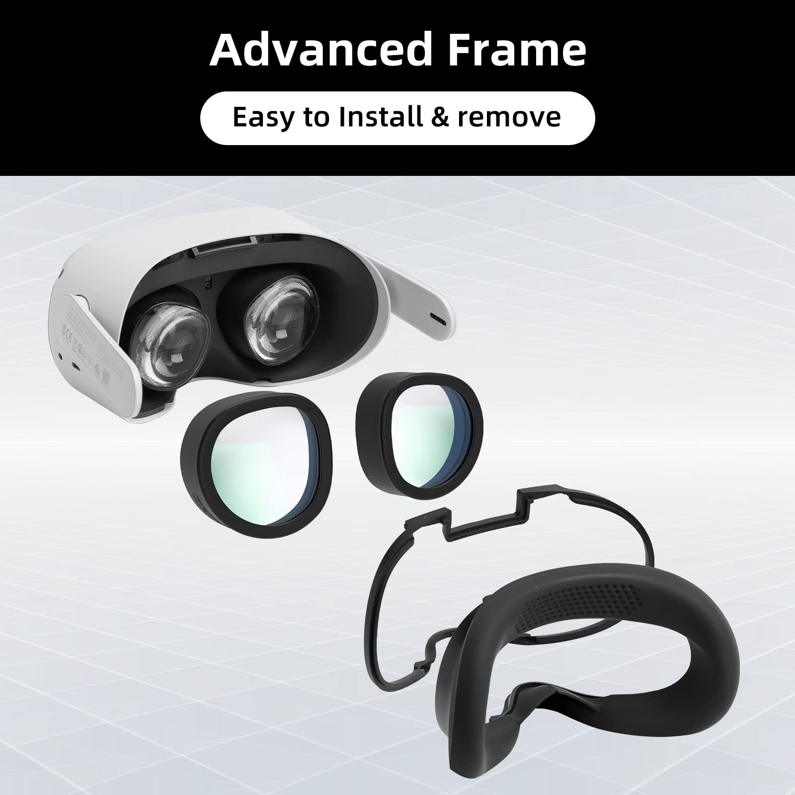 Merryhome VR Lens Protector (1 Pack) - Blue Light Blocking Glasses for Meta Quest 3S/Quest 2 Accessories | Anti-Glare, Dust Protection & Easy Installation (Black) | Perfect for Gaming, VR Workouts & Extended Screen Time