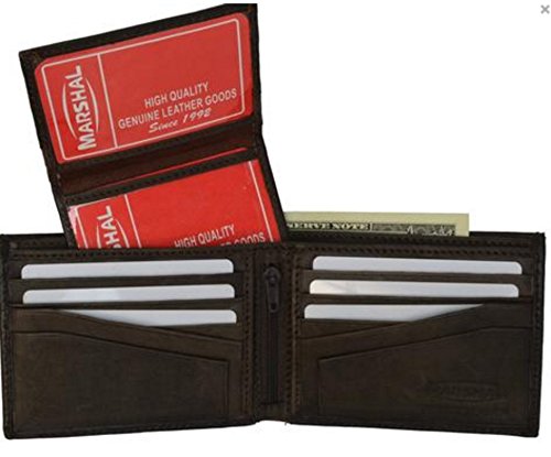 100% Genuine Leather Men's Bi-fold Wallet - RFID Blocking, Slim & Stylish for Everyday Carry, Business & Travel Use