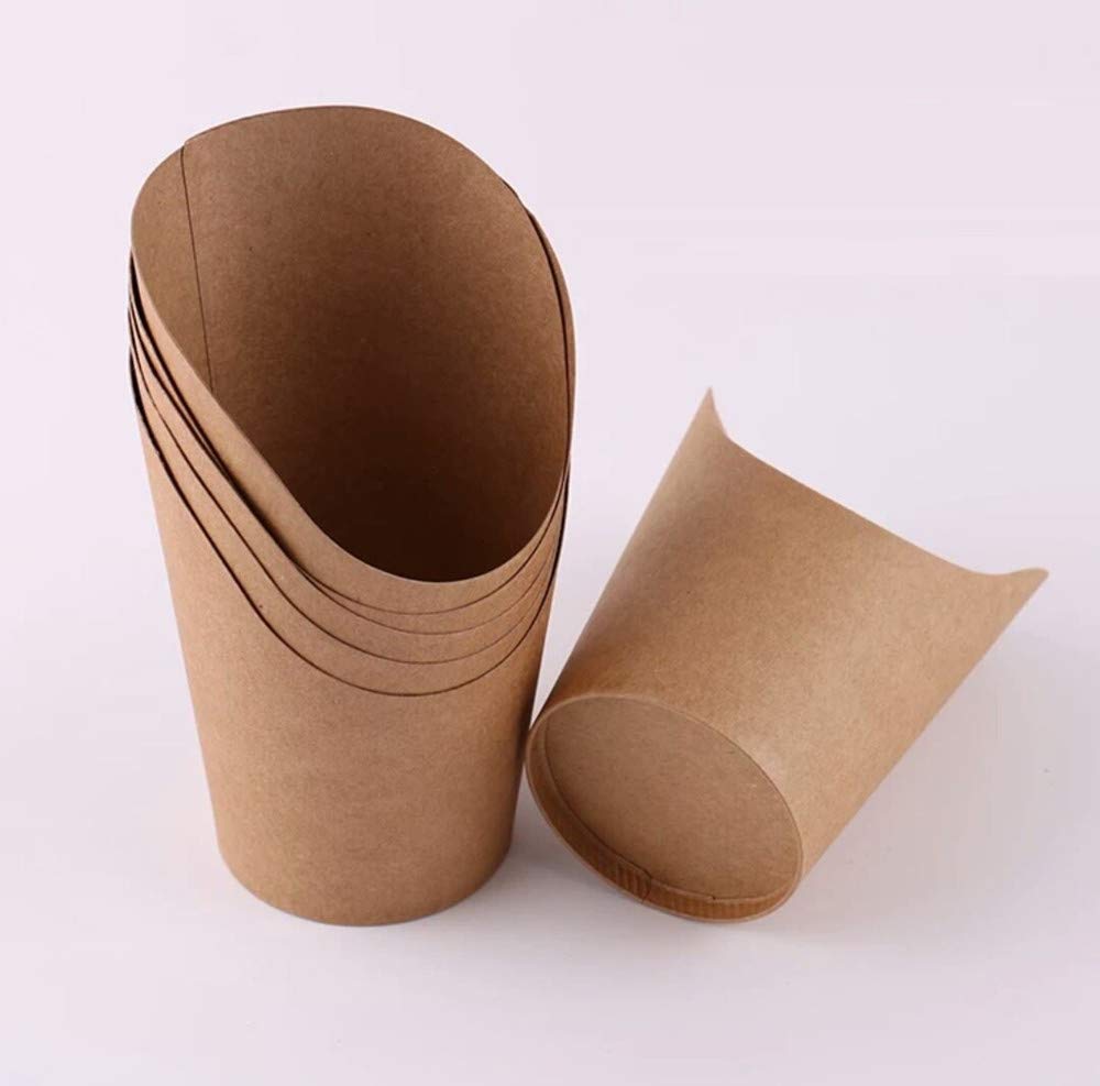 KINGZHUO 14oz 100-Pack Disposable Kraft Paper Ice Cream Cups - Eco-Friendly Party Dessert Containers for Frozen Treats, Waffles, French Fries & Snacks - Perfect for Birthday Parties, Picnics & Food Trucks (100 Pcs)
