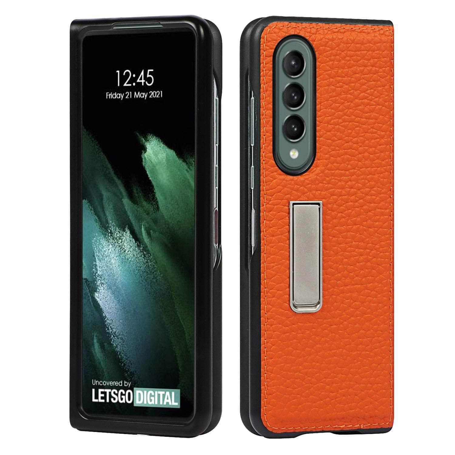 Premium Genuine Leather Flip Cover for Samsung Galaxy Z Fold 3 5G - Slim Protective Case with Card Slot | Perfect for Business & Travel Use