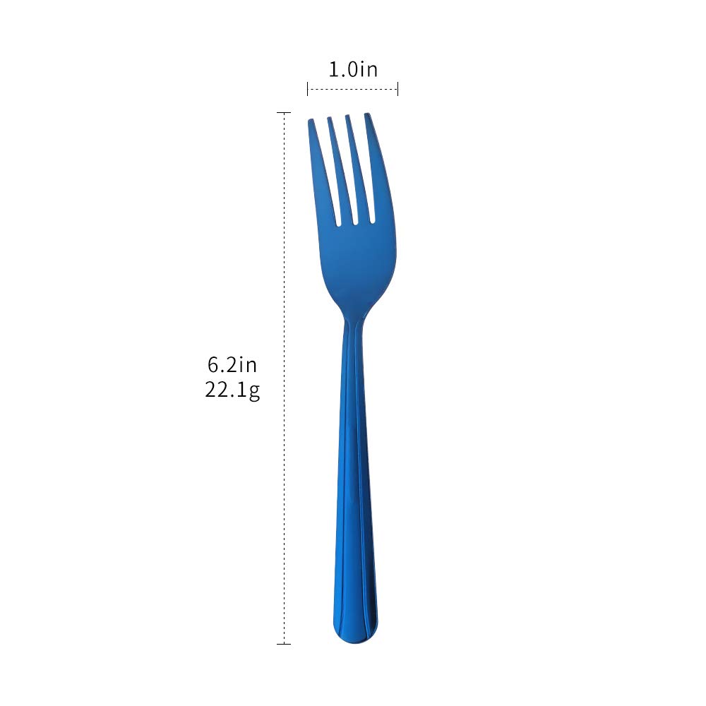 12-Piece Stainless Steel Salad & Dessert Forks Set - 6.2 Inch Elegant Blue Flatware - Perfect for Dinner Parties, Picnics & Home Entertaining