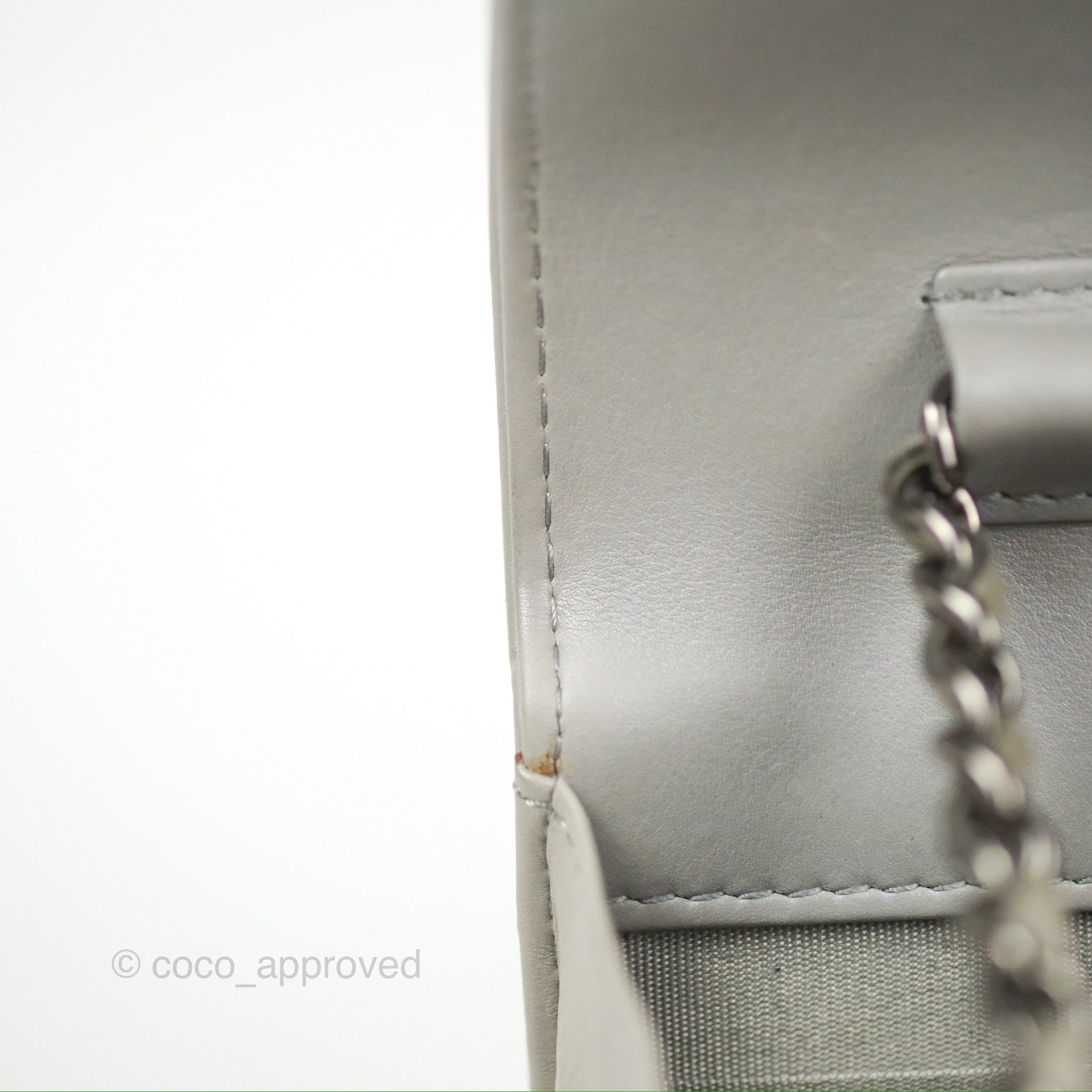 Chanel Chevron Boy Wallet on Chain WOC in Grey Lambskin with Gun Metal Hardware - Luxury Crossbody Bag for Women, Perfect for Evening Events & Daily Use