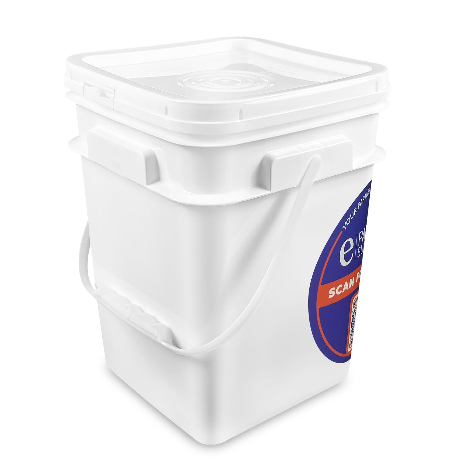 ePackageSupply 4 Gallon Square Bucket with Lid & Plastic Handles - Heavy Duty HDPE BPA-Free Food Storage Pail (3-Pack) - Ideal for Bulk Food Storage, Home Organization & DIY Projects