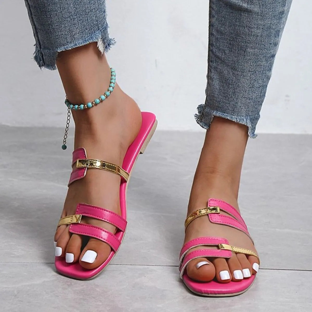 Breathable Open Toe Flats Sandals for Women - Comfortable Summer Casual Shoes for Walking, Beach, Travel & Outdoor Activities