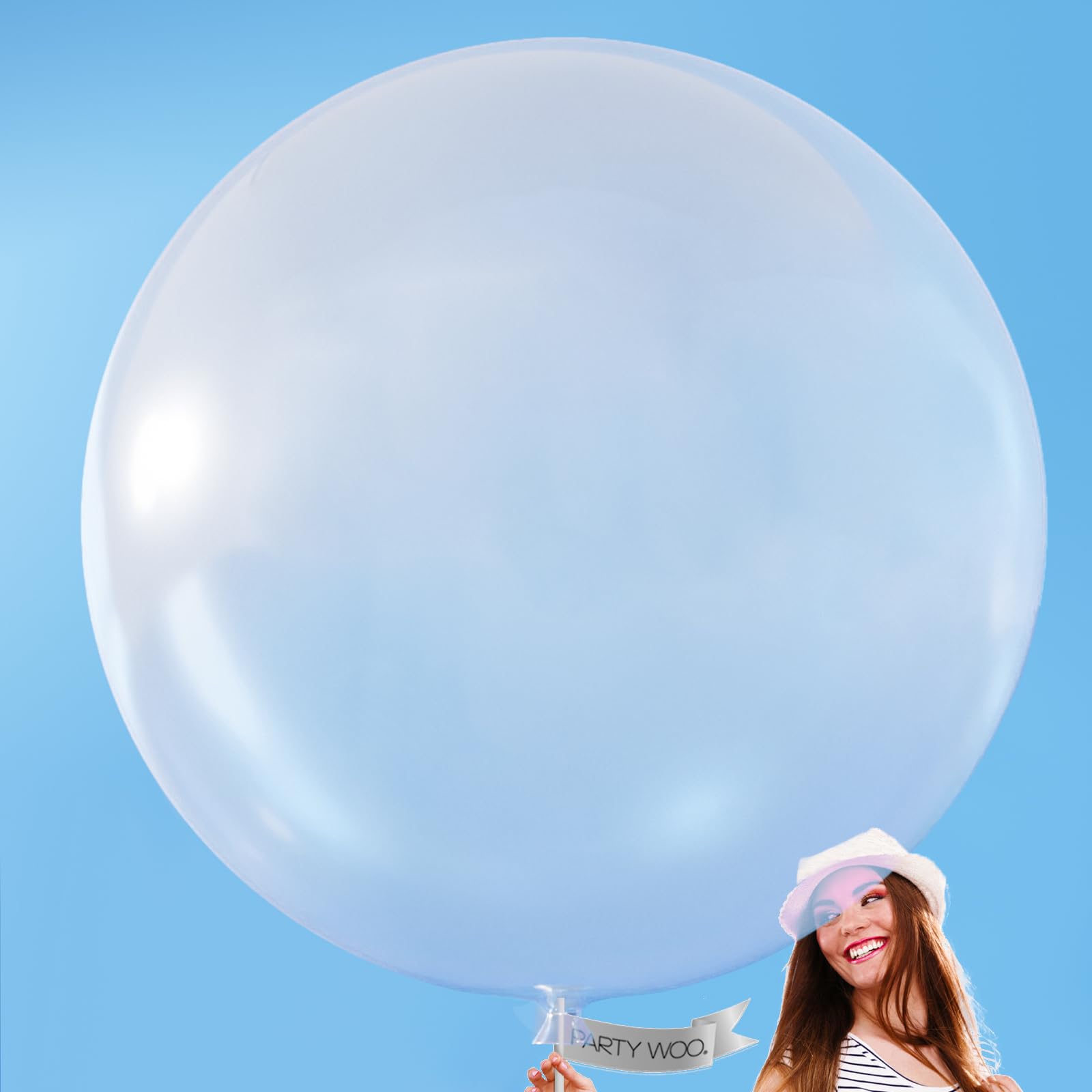 PartyWoo 36 Inch Clear Balloons - 4 Pack Large Transparent Balloons for Balloon Garland, Balloon Arch, Party Decorations, Birthday Party, Baby Shower, Wedding & Holiday Decor - Perfect for Indoor/Outdoor Events