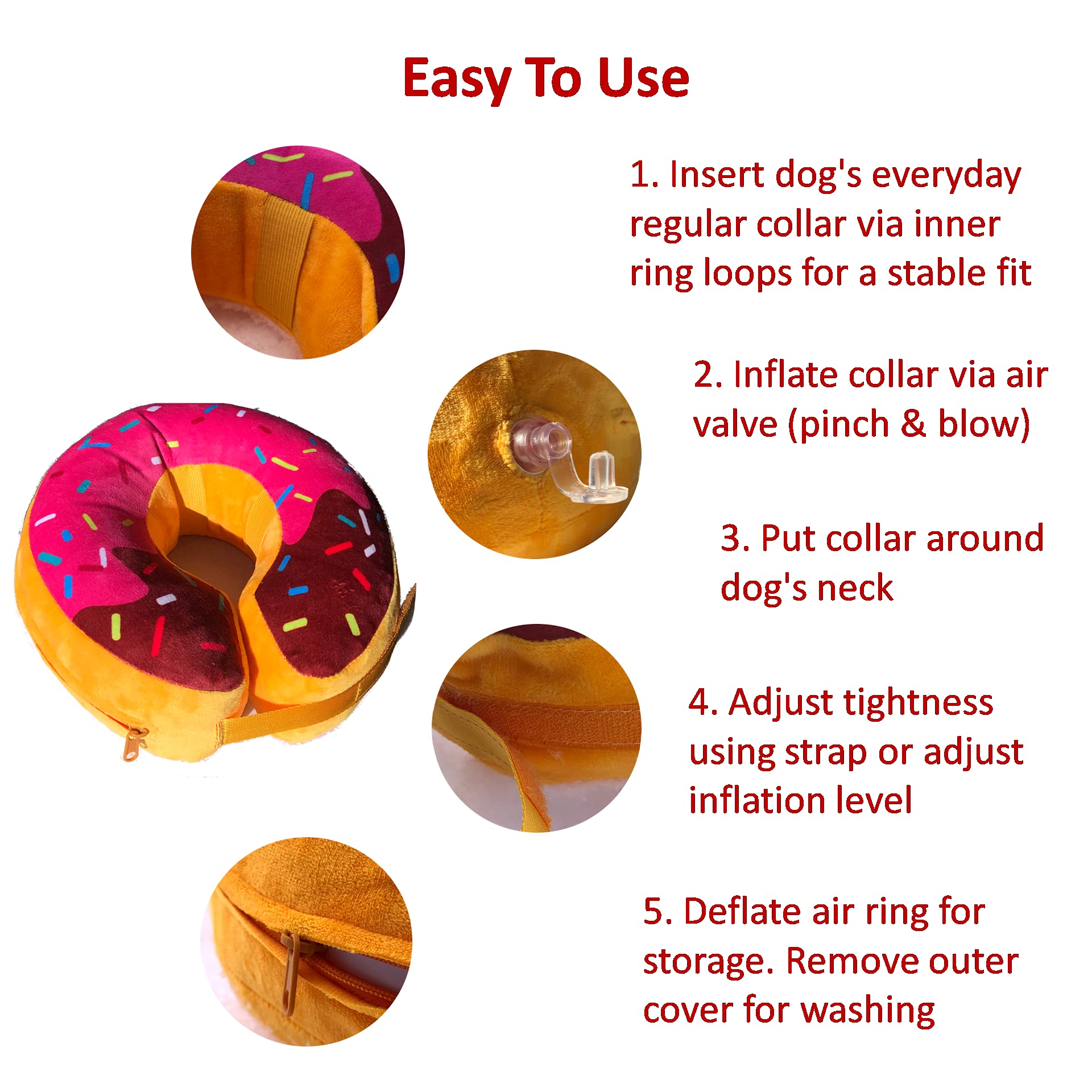 **Inflatable Dog Donut Collar - Soft Recovery Cone for Dogs After Surgery, Comfortable Elizabethan Collar Alternative (Medium Size) - Perfect for Post-Surgery Healing & Wound Protection**