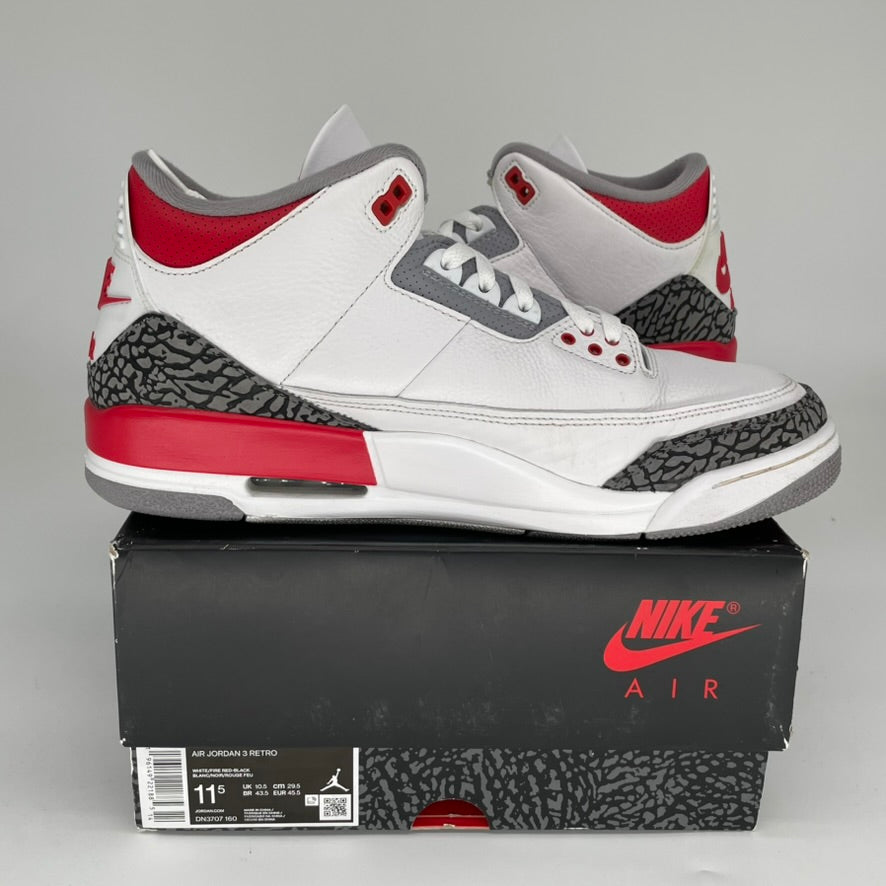 Air Jordan 3 Retro 'Fire Red' Men's Basketball Shoes Size 11.5 DN3707-160 - Perfect for Streetwear & Sneaker Collectors
