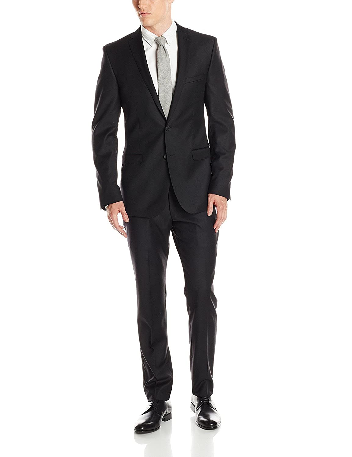Adam Baker Men's Slim Fit Luxury Super 120's 100% Merino Wool 2-Piece Suit Set (Jacket & Pants) - Premium Business Attire for Weddings, Office & Formal Events
