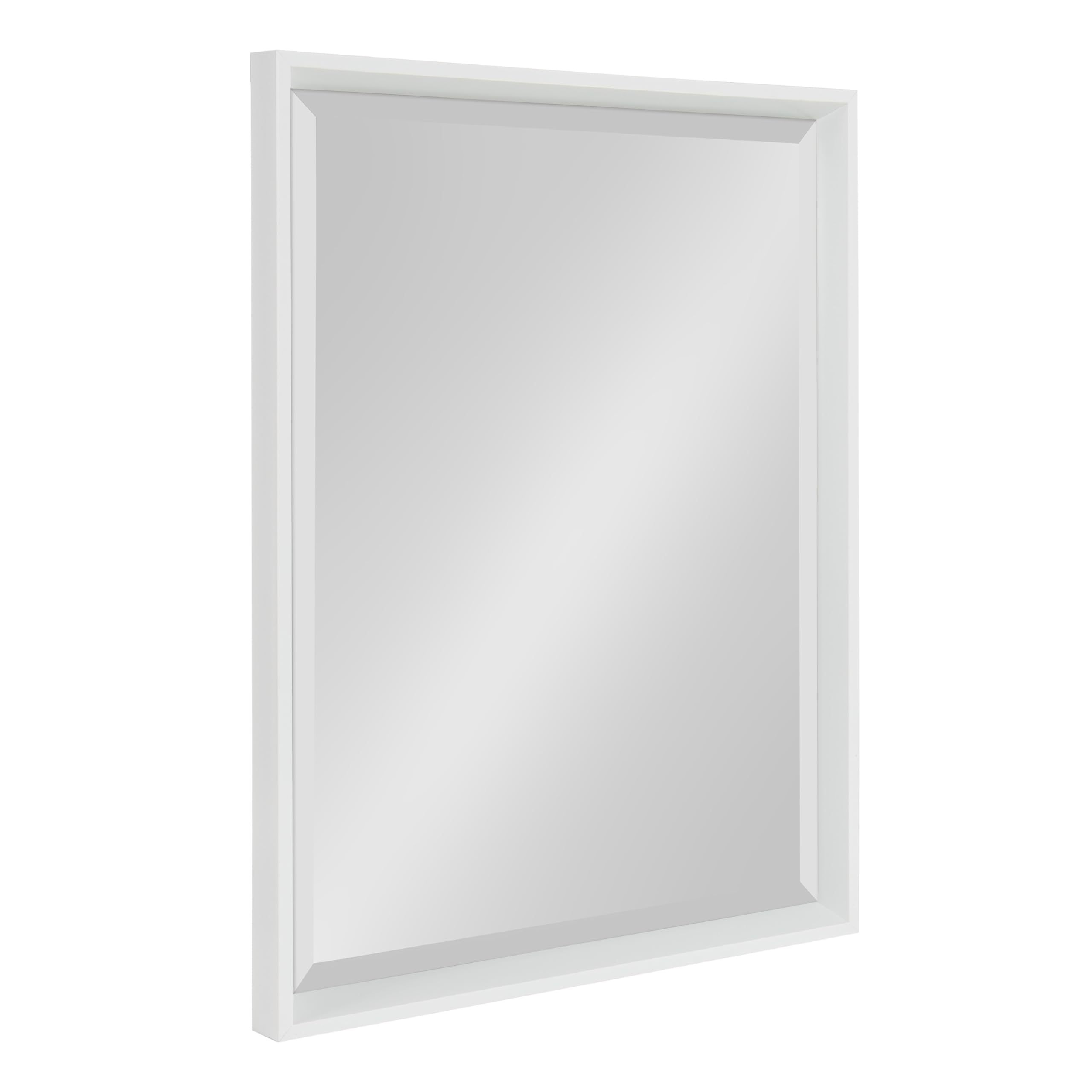 Kate & Laurel Calter Modern Framed Beveled Wall Mirror - 20x26 Inches White Contemporary Rectangle Vanity Mirror for Bathroom Over Sink, Bedroom, or Elegant Entryway Decor