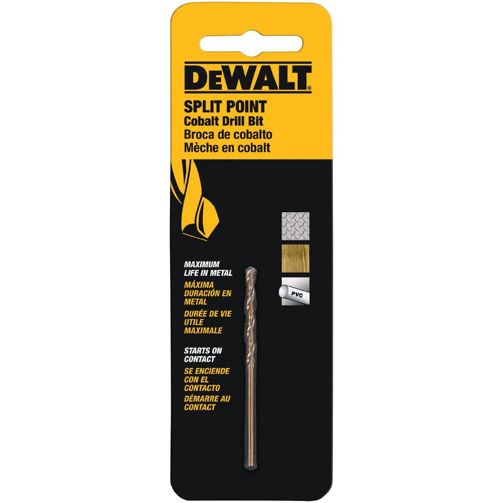 DEWALT DWA1224 3/8 Inch Industrial Cobalt Drill Bit Set - High Speed Steel for Metal, Wood & Plastic - Perfect for Construction, DIY & Professional Use