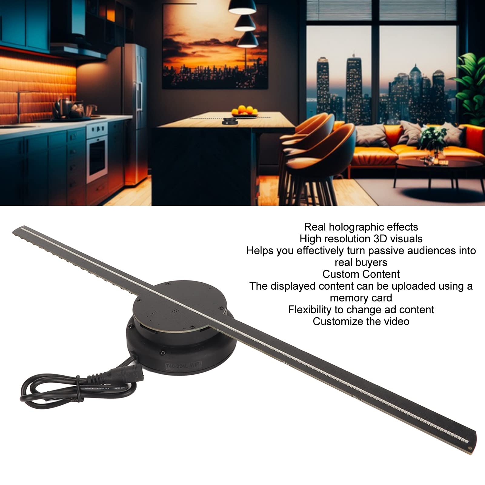 Topyond High Resolution 3D Hologram Fan with 224 LED Lights - Portable Holographic Advertising Display for Retail Stores, Events & Outdoor Marketing | 360° Projection Screen for Business Promotion & Digital Signage