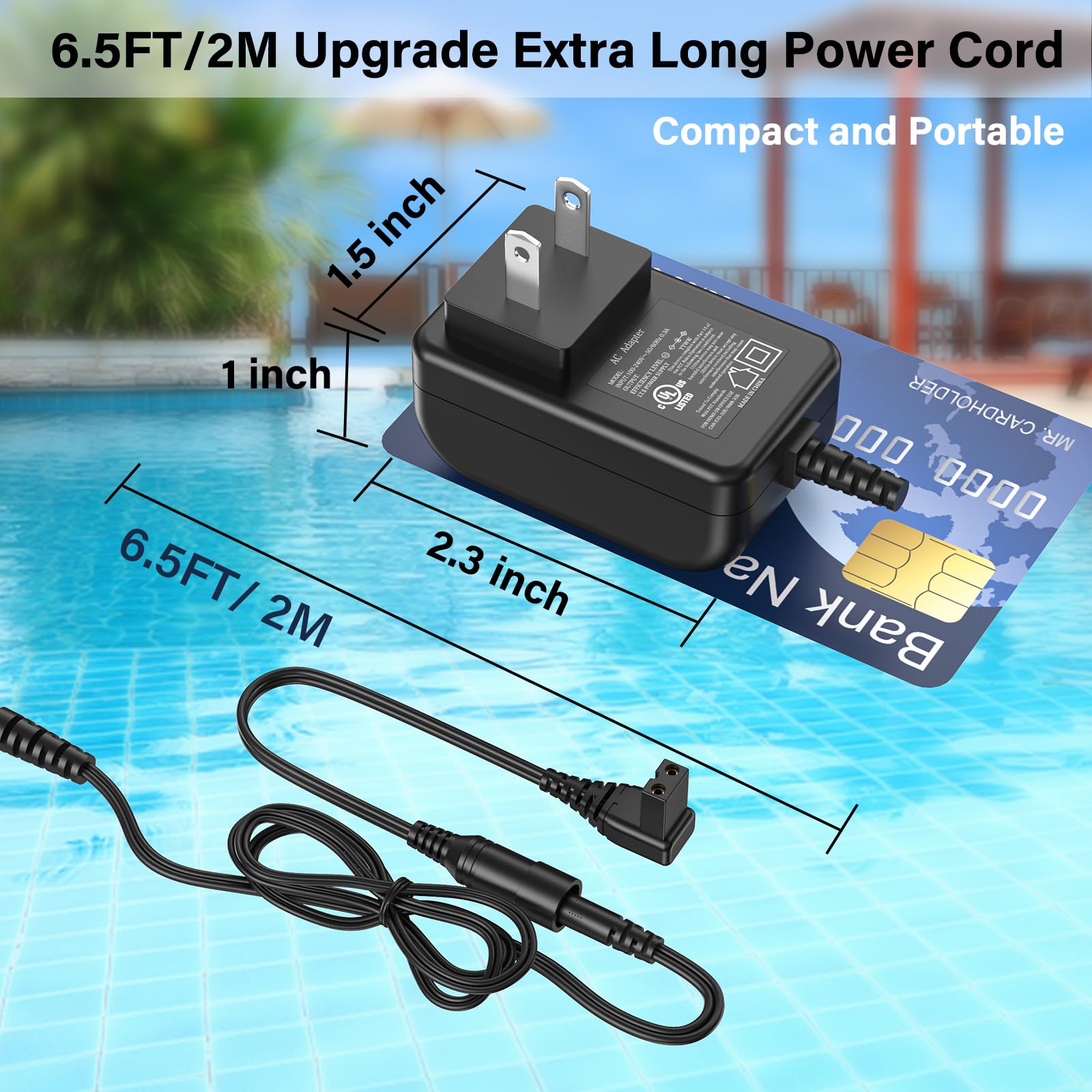 12.6V Replacement Charger for Rock&Rocker HJ1103J/HJ1103 Cordless Pool Vacuum Cleaner - AC/DC Power Adapter & Charging Cable - Perfect for Robotic Pool Cleaner Battery Maintenance & Quick Charging - Ideal for In-Ground & Above-Ground Pools