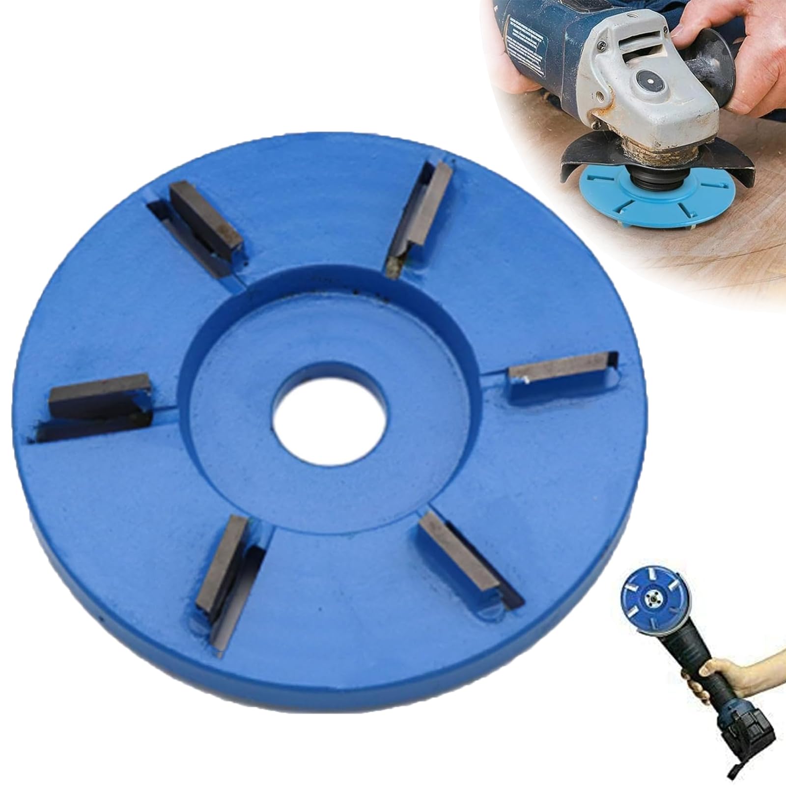 Backkitchen 6 Teeth Wood Carving Disc - Stump Grinder Blade for Angle Grinder (22mm Inner Diameter, Flat Blade) - Perfect for Tree Stump Removal, Wood Carving & DIY Projects
