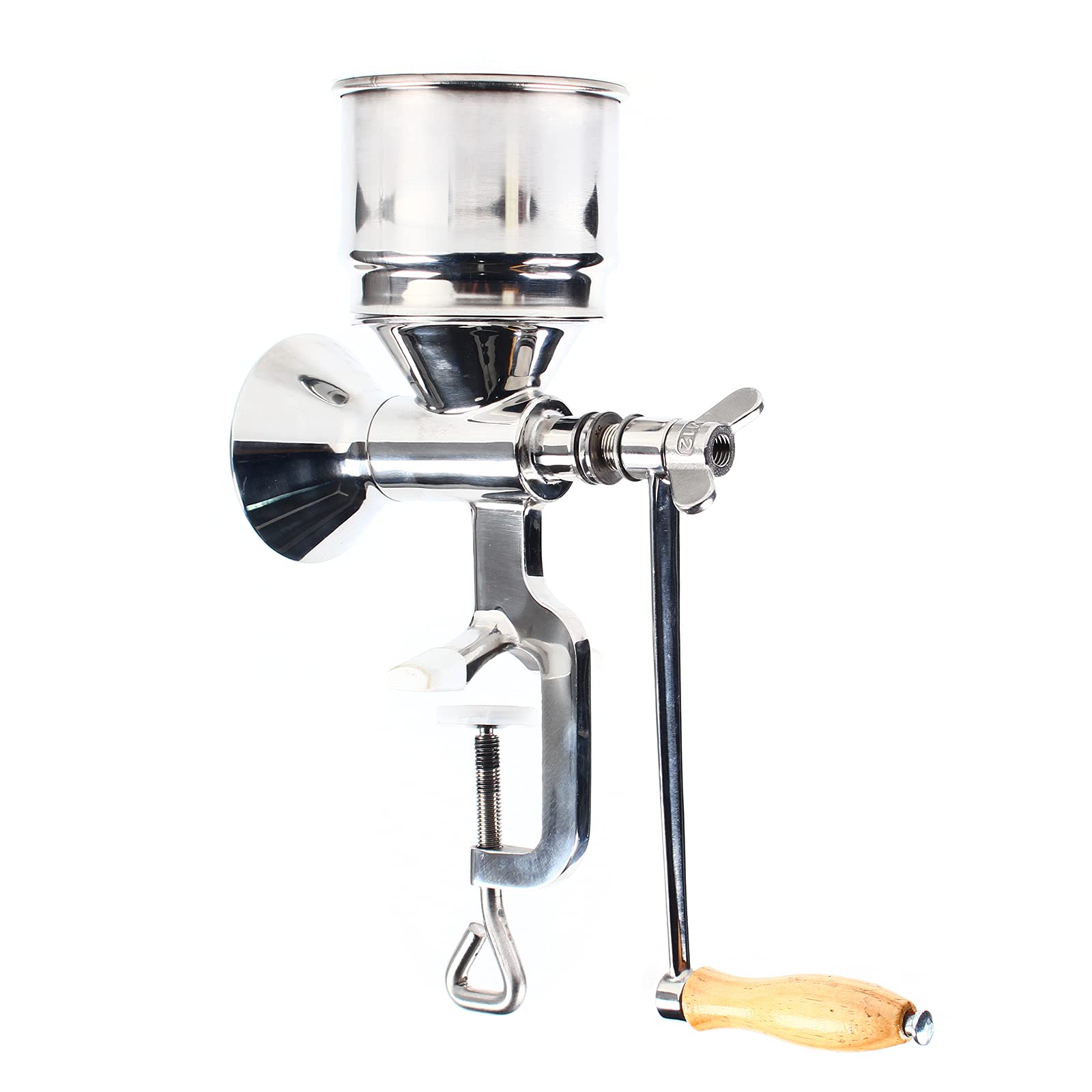 Premium Stainless Steel Manual Grain Mill - Hand Crank Corn Grinder for Wheat, Coffee, Pepper, Rice & Chickpeas | Home Brewing, Animal Feed & Kitchen Use | Durable Multi-Purpose Seed & Bean Grinder