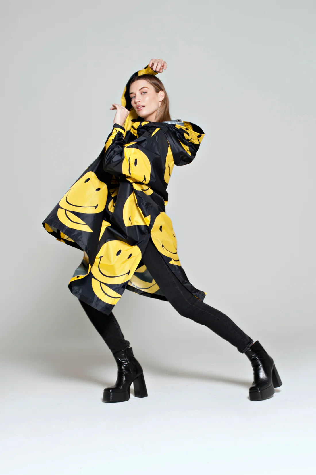 All Smiles x Smiley Waterproof Rain Poncho - Lightweight & Compact for Outdoor Activities, Festivals, and Emergency Use