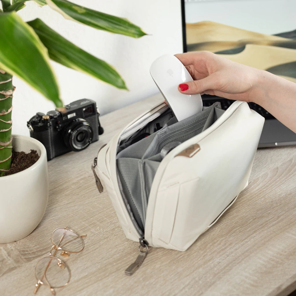 Peak Design Tech Pouch V2 - Premium Travel Organizer for Electronics & Cables (Bone Color) - Perfect for Business Trips, Digital Nomads & Everyday Carry