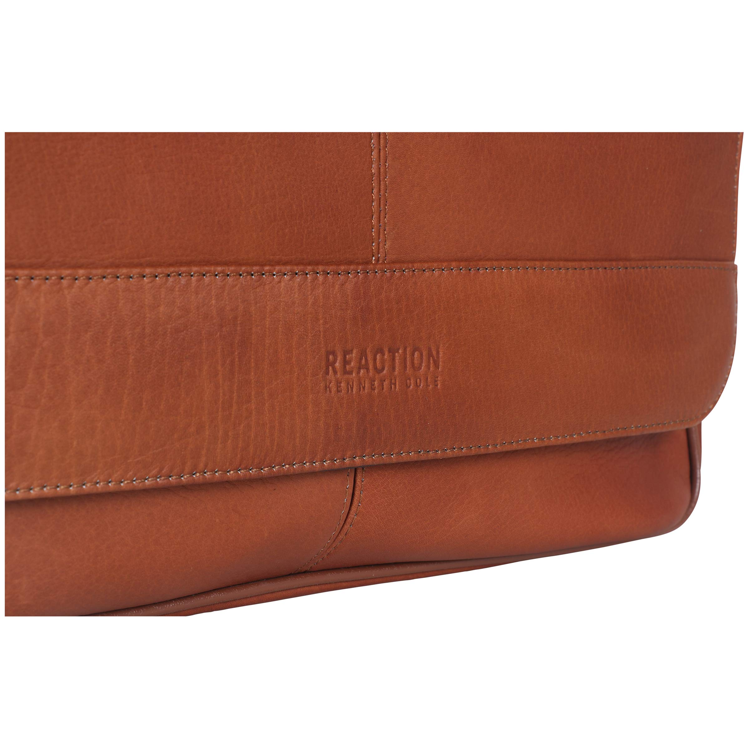 Kenneth Cole REACTION Risky Business Messenger Bag - Genuine Full-Grain Colombian Leather Crossbody Laptop Case & Tablet Bag for Work, Travel & Daily Commute