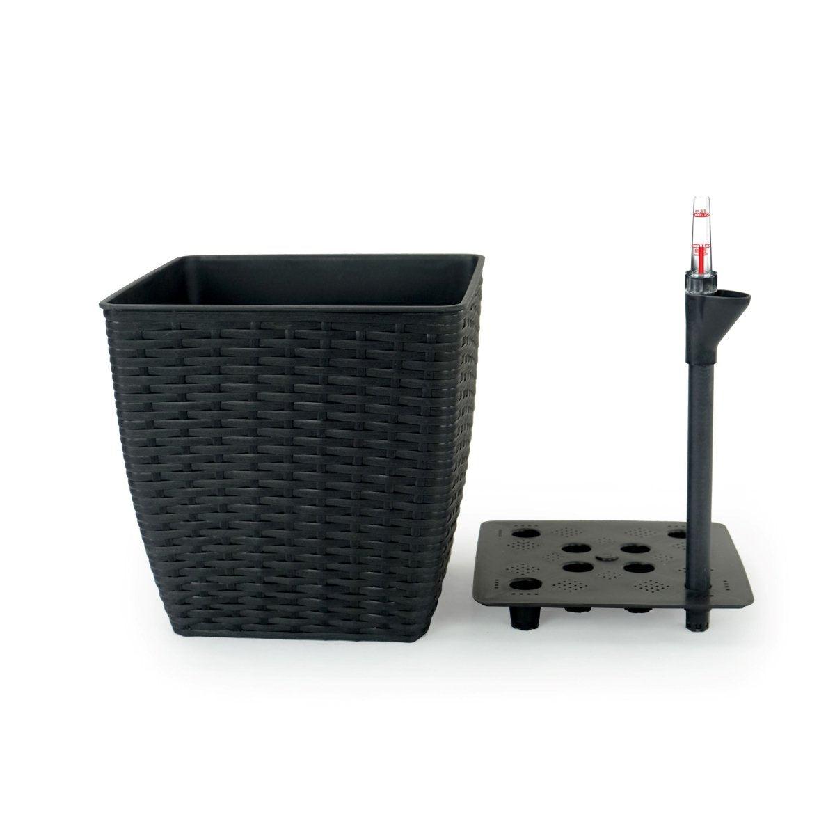 DTY Signature 2-Pack Self-Watering Planters - Handwoven Wicker Square Plant Pots for Indoor/Outdoor Decor - Perfect for Home, Office, and Garden Use