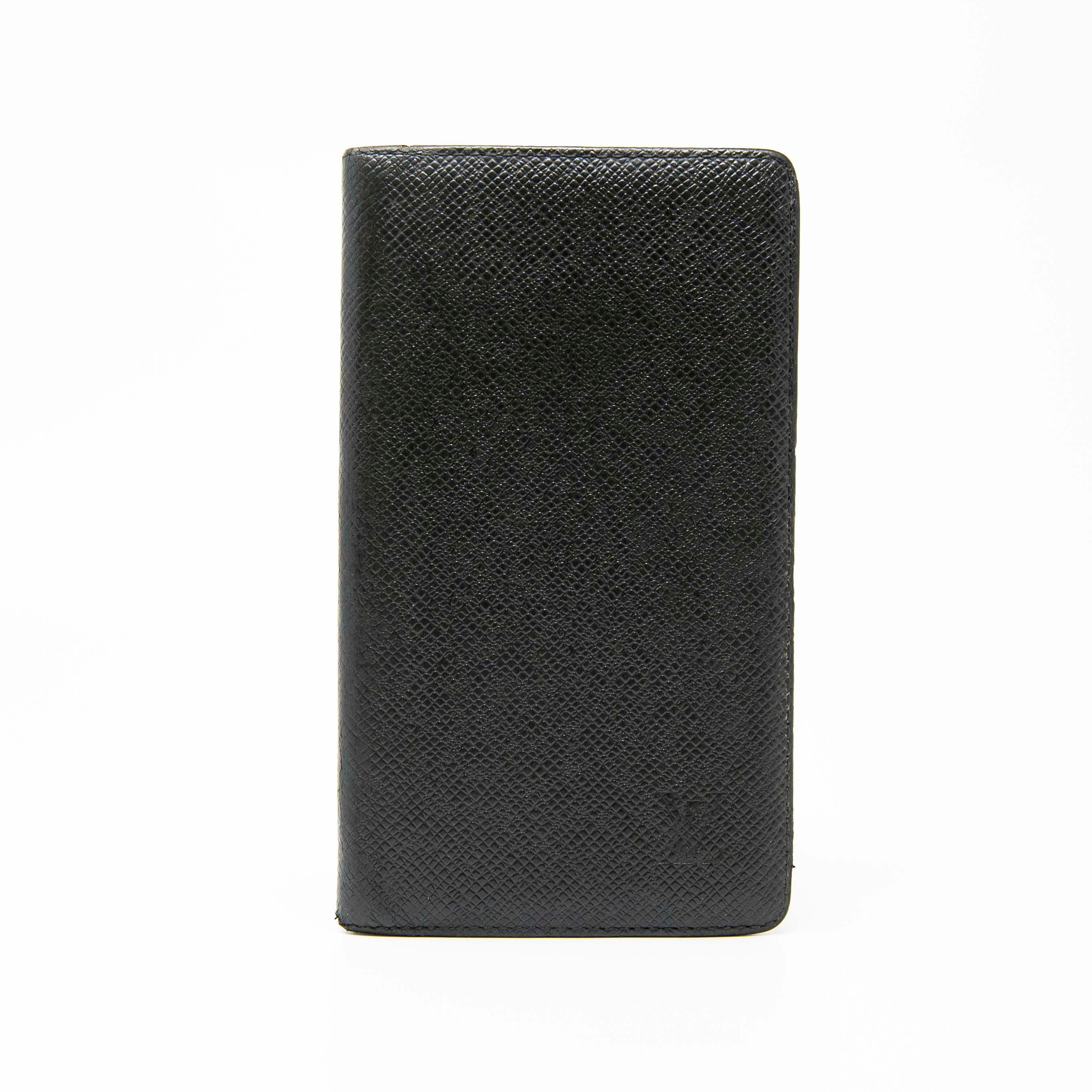 Louis Vuitton Black Taiga Leather Pocket Organizer Wallet for Men - Slim RFID Blocking Card Holder for Business & Travel