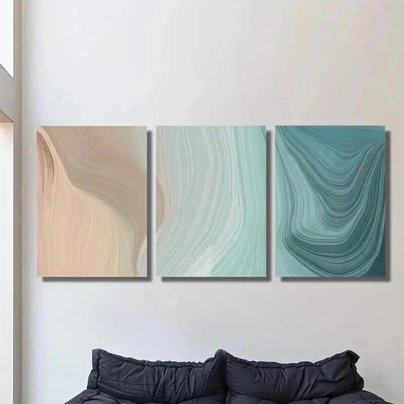 3-Piece Abstract Brown Turquoise Wall Art Set - 60x90cm Framed Canvas Prints | High Quality Australian Made Ready-to-Hang Decor for Living Room, Bedroom & Office